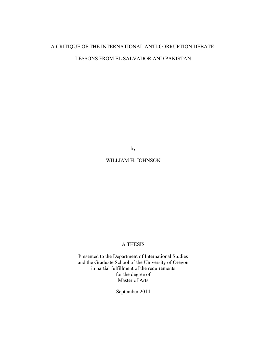 A Critique of the International Anti-Corruption Debate