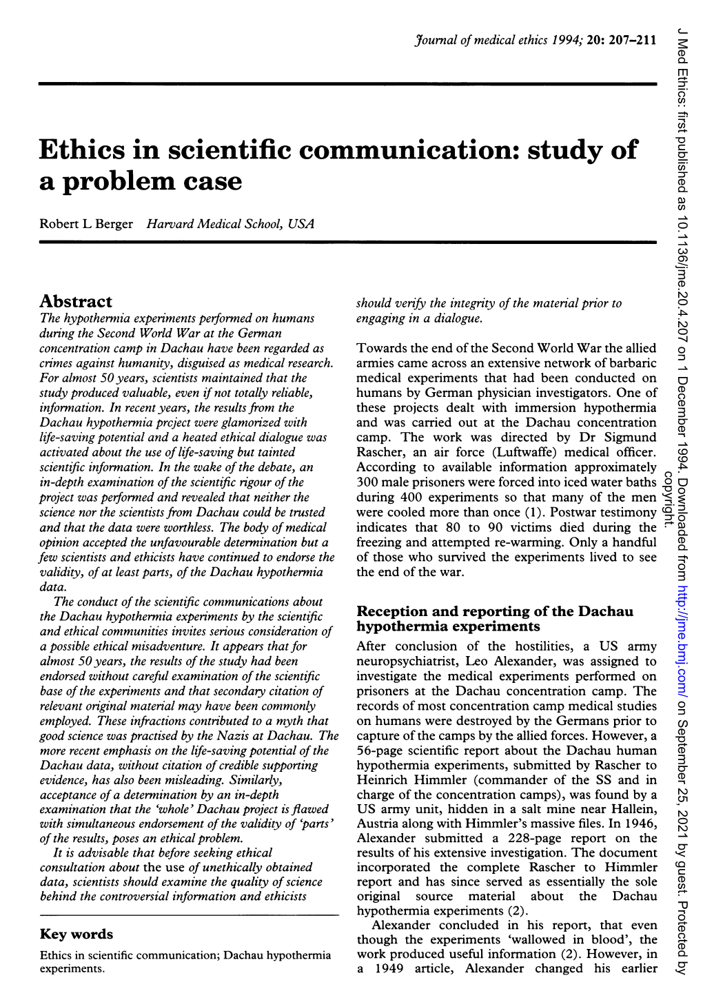 Ethics in Scientific Communication: Study of a Problem Case