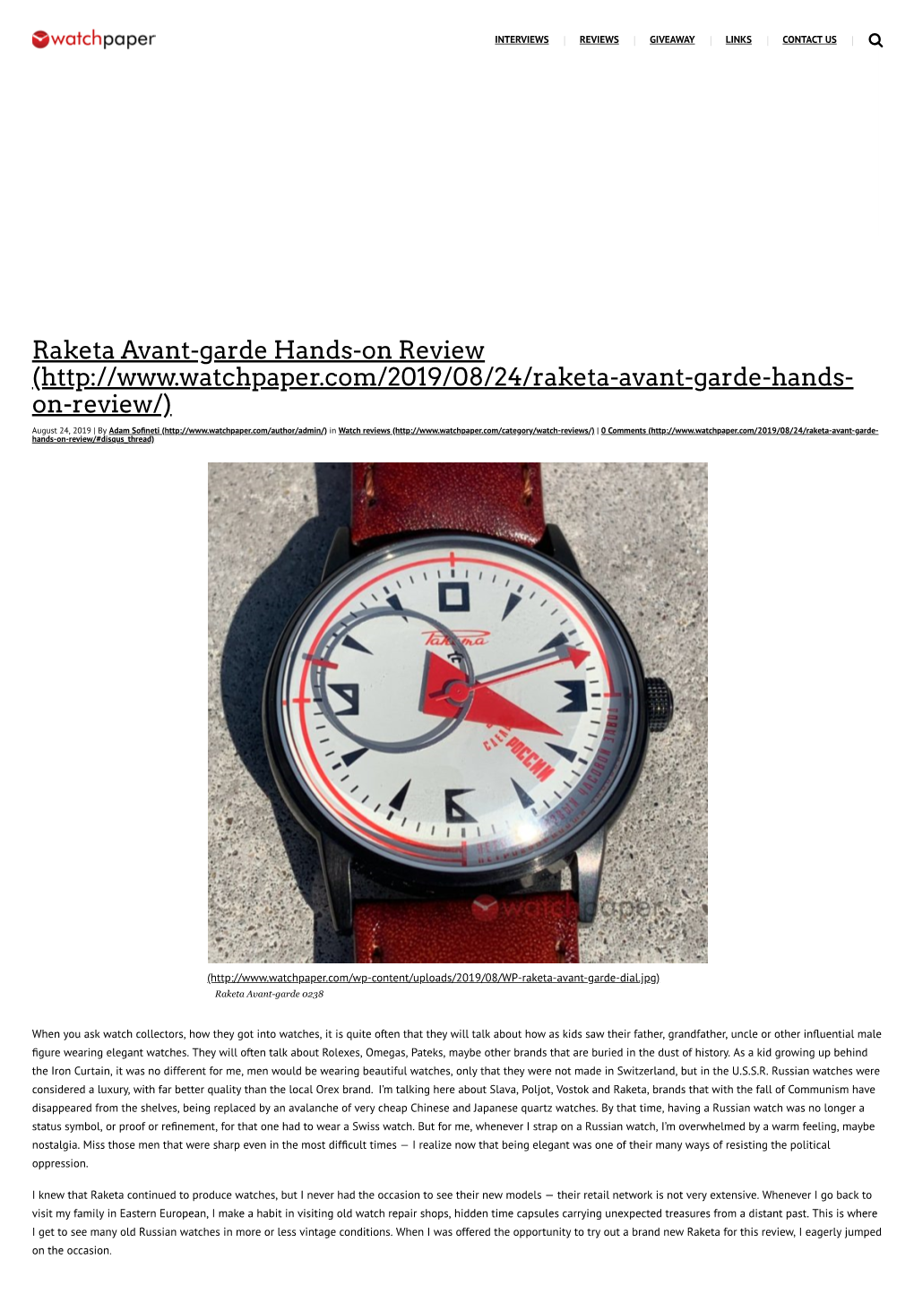 Raketa Avant-Garde Hands-On Review ( On-Review/)
