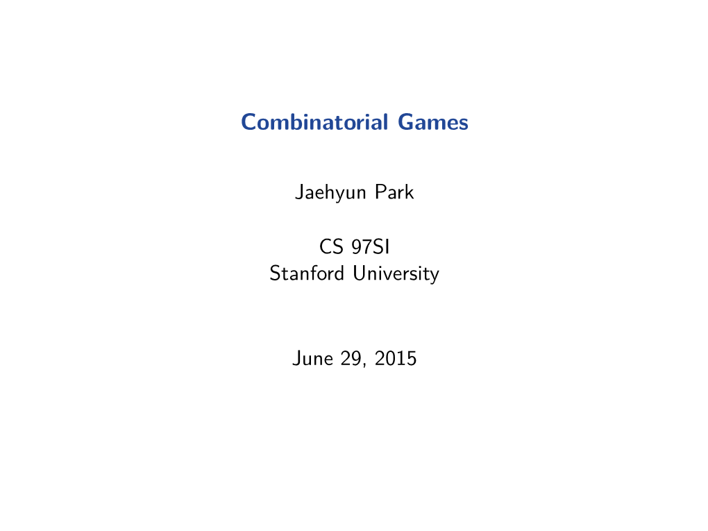 Combinatorial Games