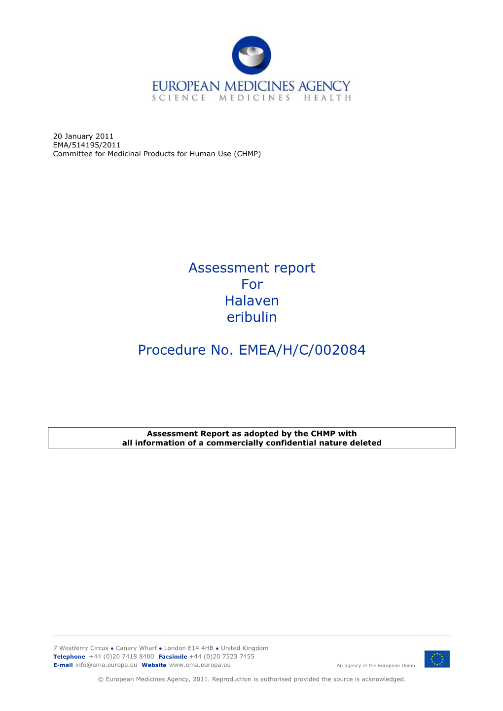 Assessment Report for Halaven Eribulin Procedure No. EMEA/H/C