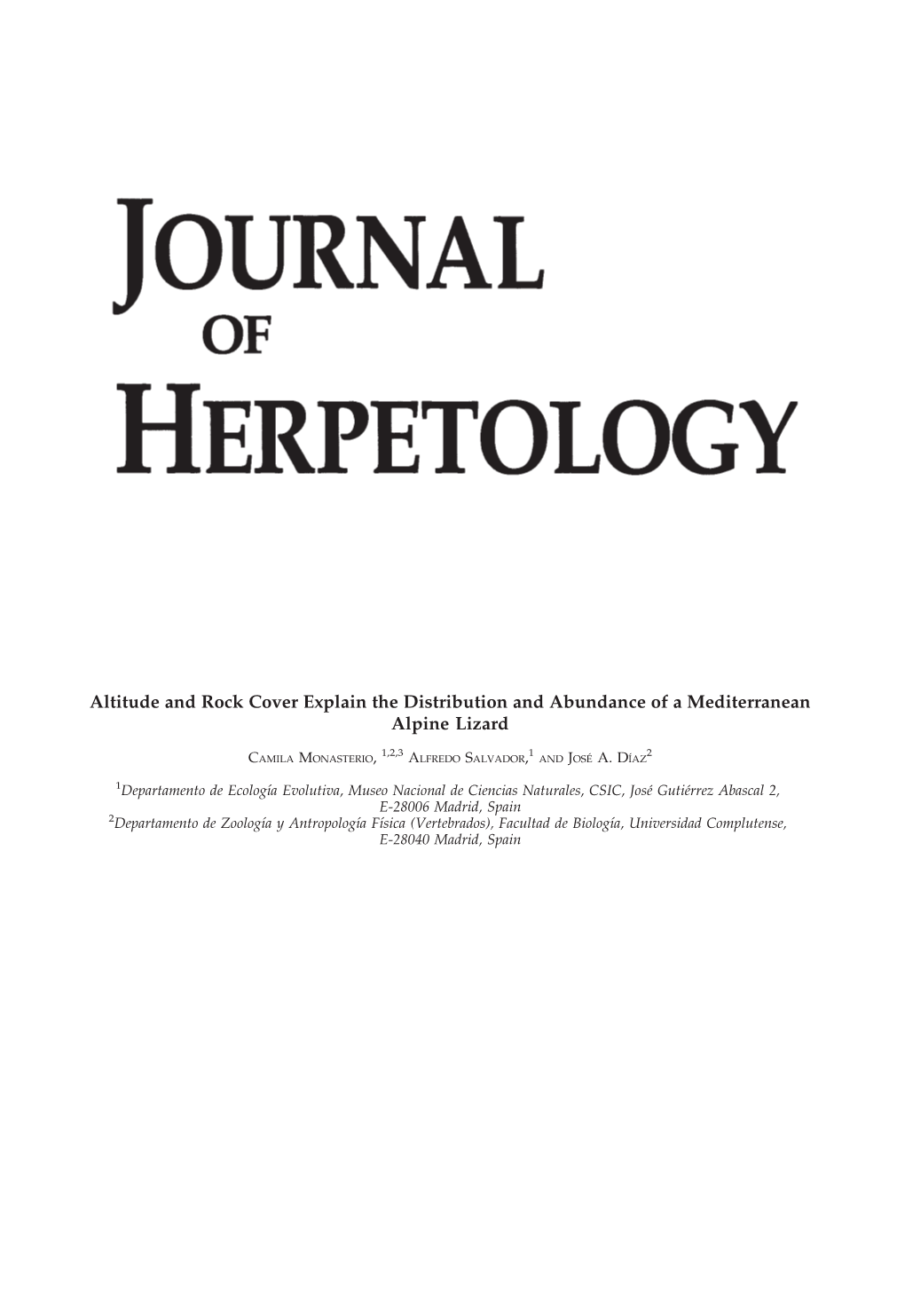 Altitude and Rock Cover Explain the Distribution and Abundance of a Medite