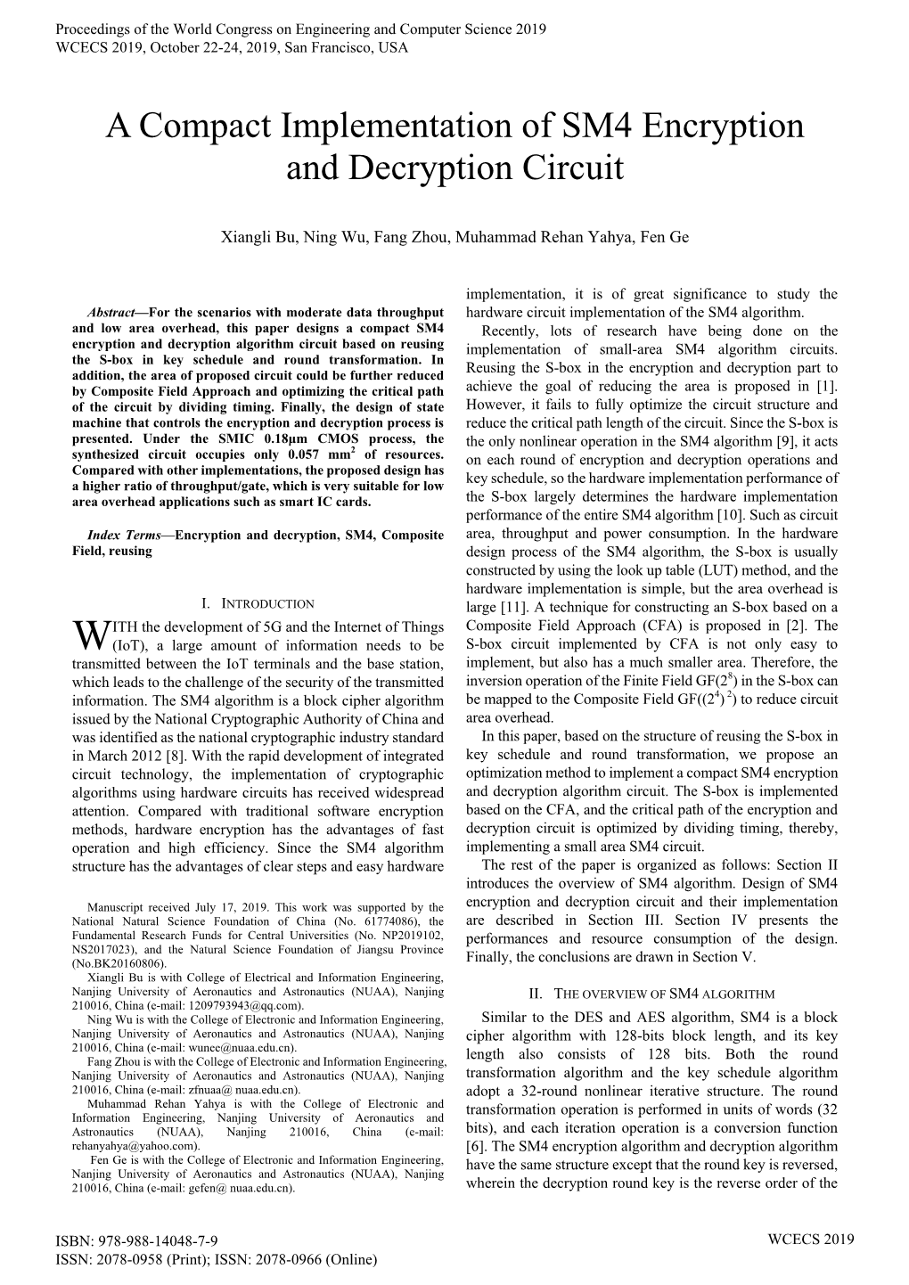 A Compact Implementation of SM4 Encryption and Decryption Circuit