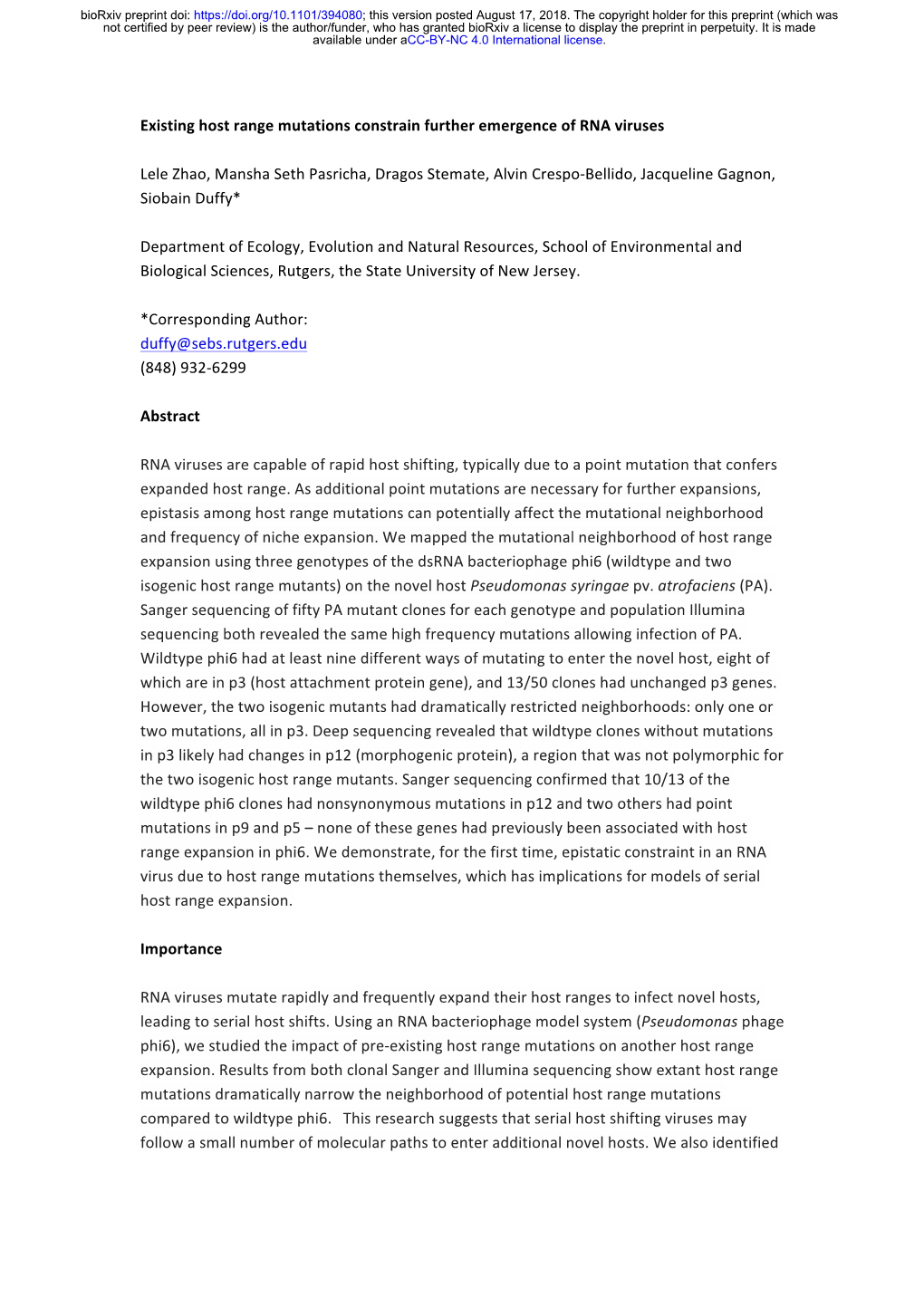 Existing Host Range Mutations Constrain Further Emergence of RNA Viruses