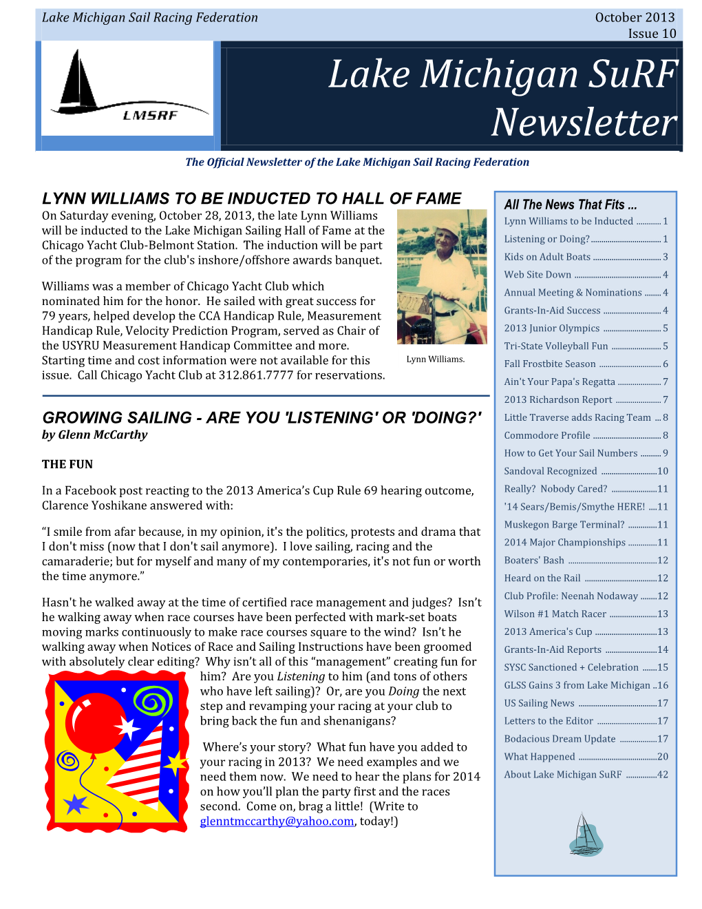 Lake Michigan Surf Newsletter