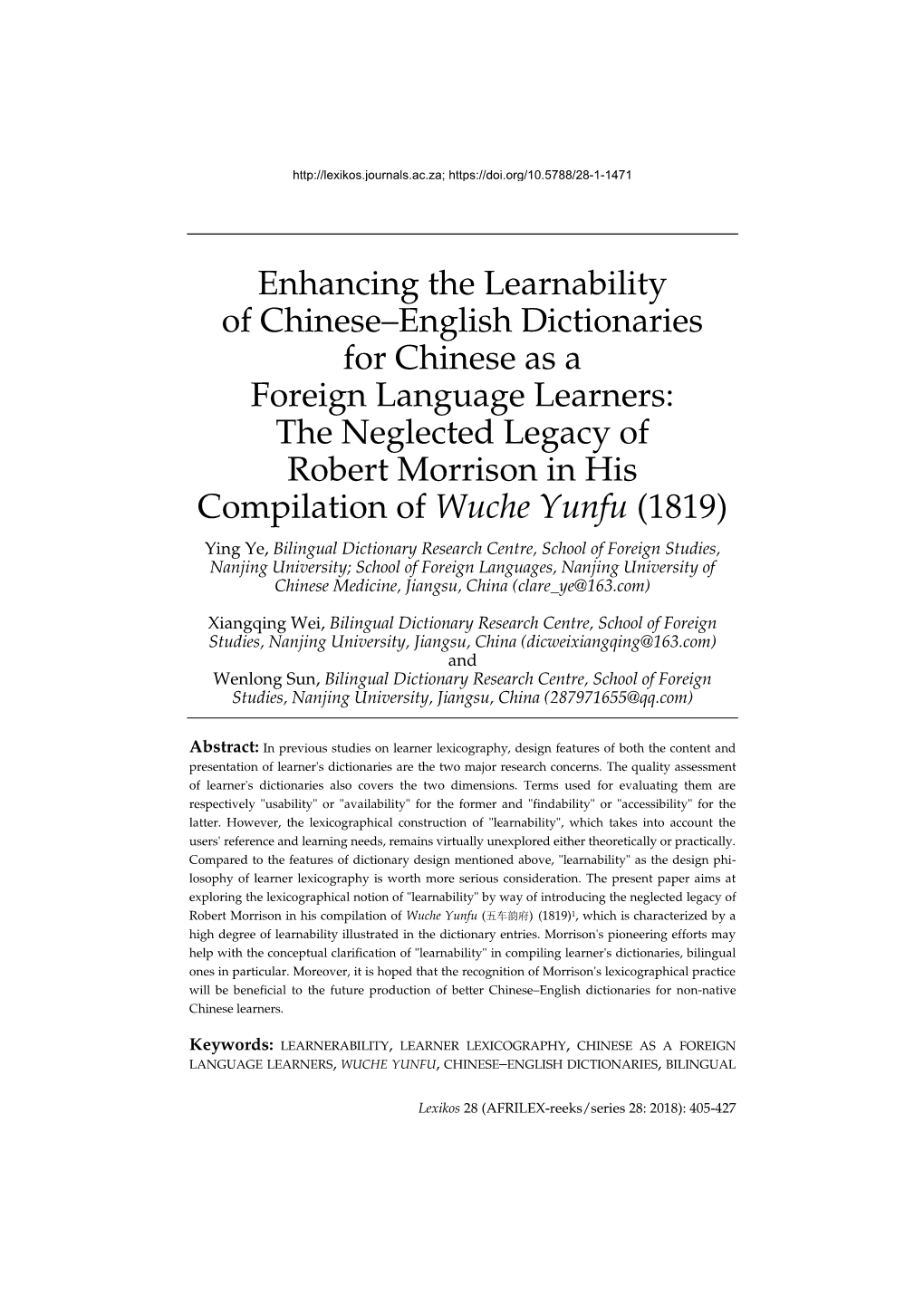Enhancing the Learnability of Chinese-English Dictionaries for Chinese