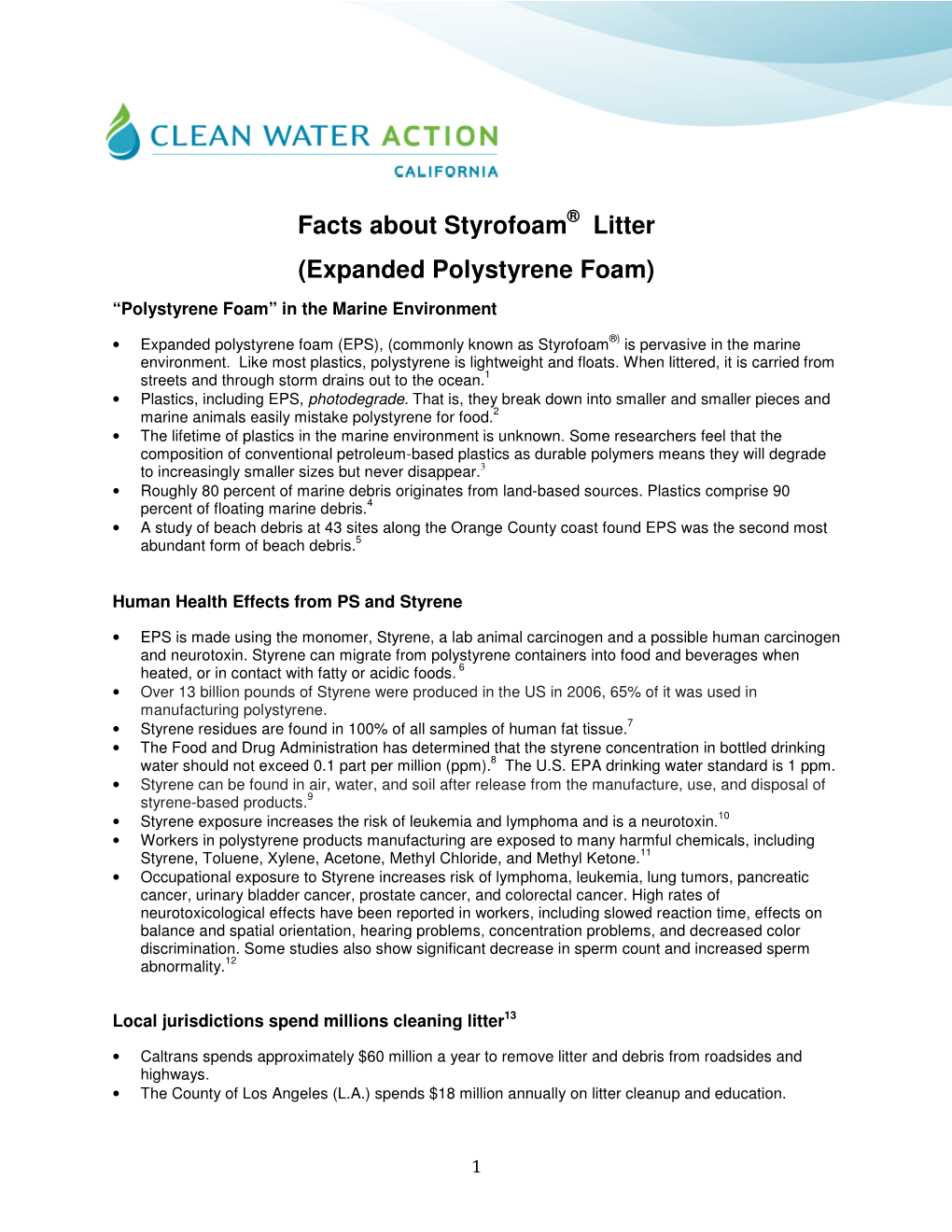 Facts About Styrofoam Litter (Expanded Polystyrene Foam)