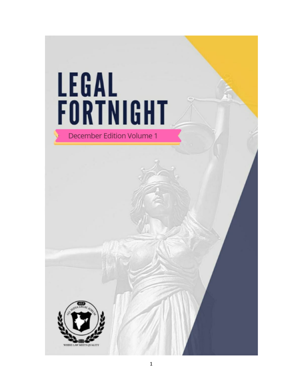 Legal Fortnight December Edition Volume