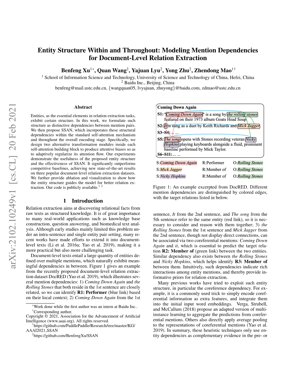 Entity Structure Within and Throughout: Modeling Mention Dependencies for Document-Level Relation Extraction