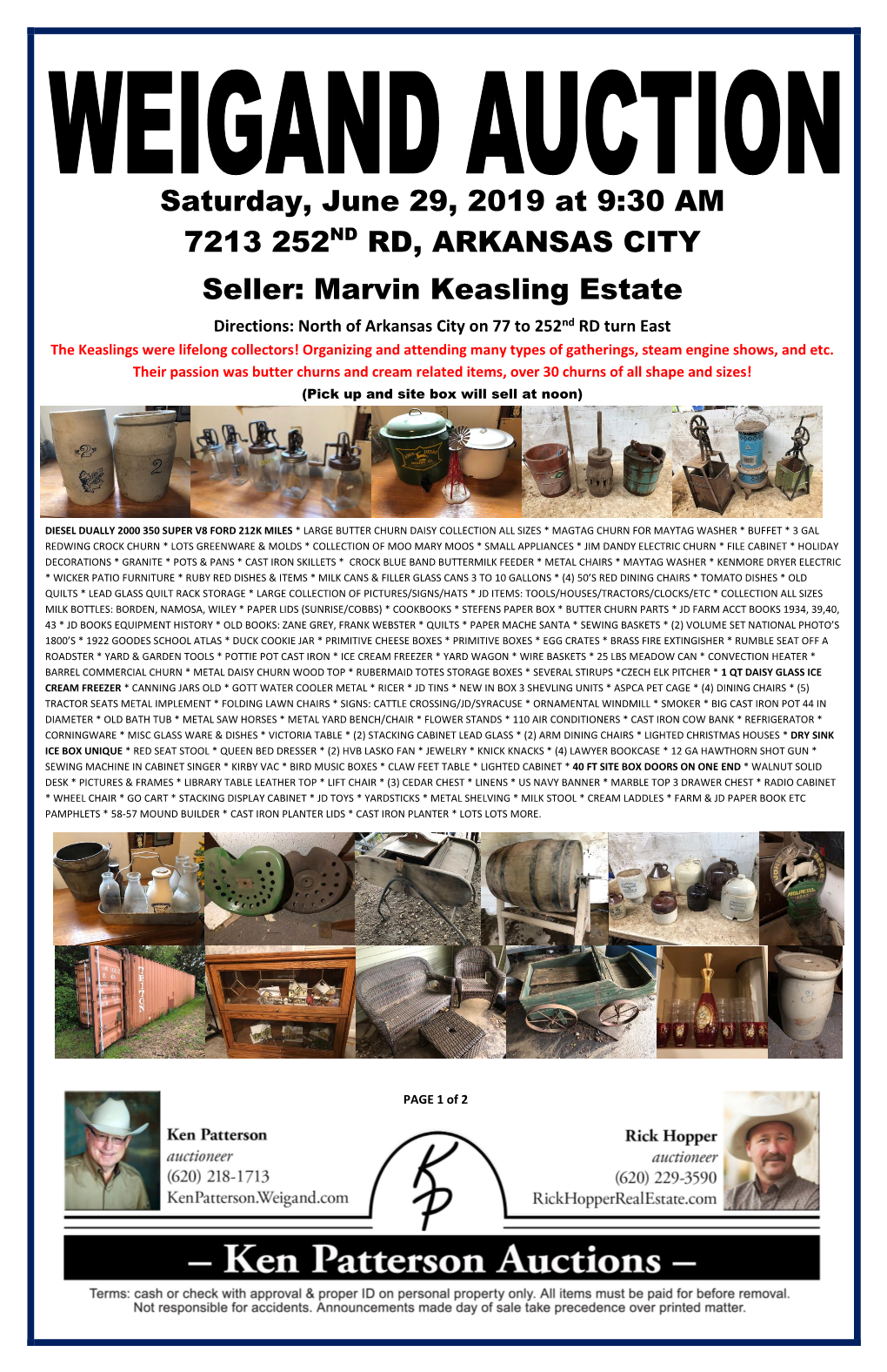 Marvin Keasling Estate Directions: North of Arkansas City on 77 to 252Nd RD Turn East