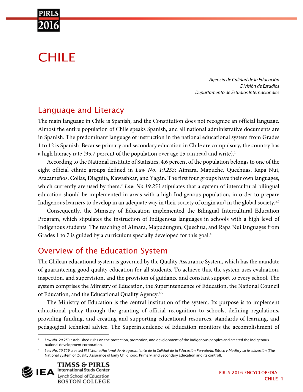 Language and Literacy Overview of the Education System