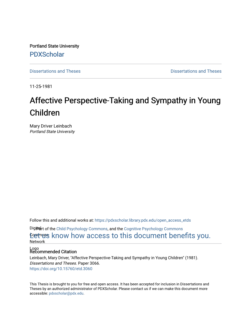 Affective Perspective-Taking and Sympathy in Young Children