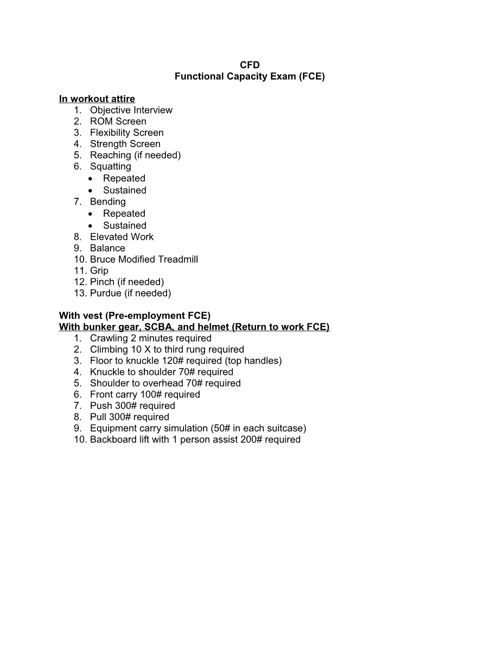 Functional Capacity Exam (FCE)