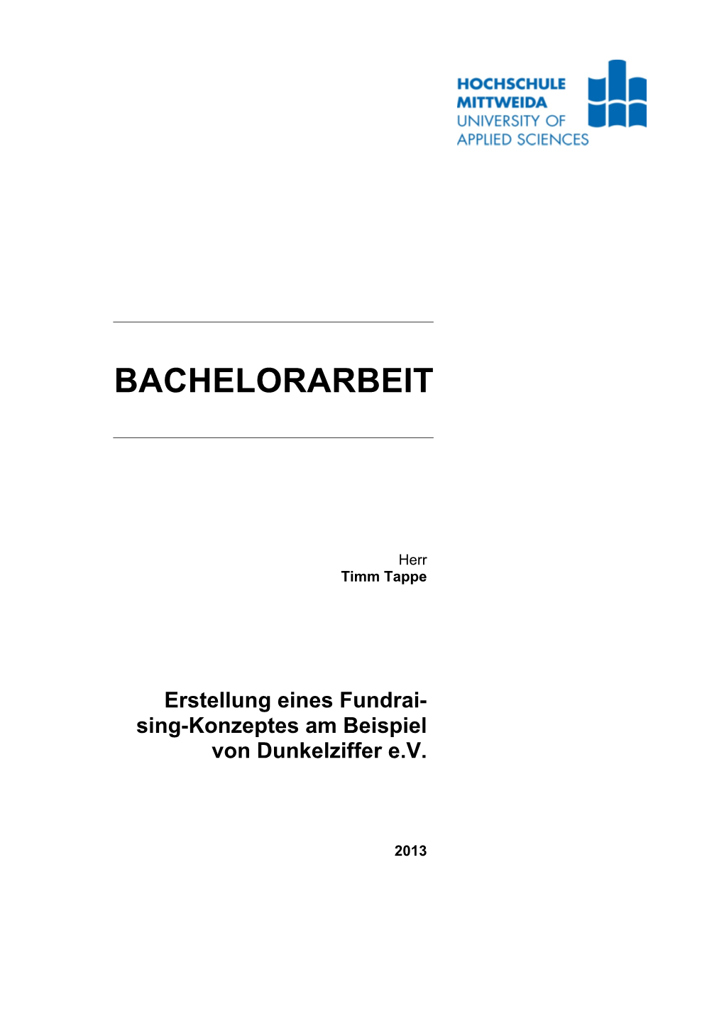 BACHELORARBEIT Erstellung Eines Fundraising