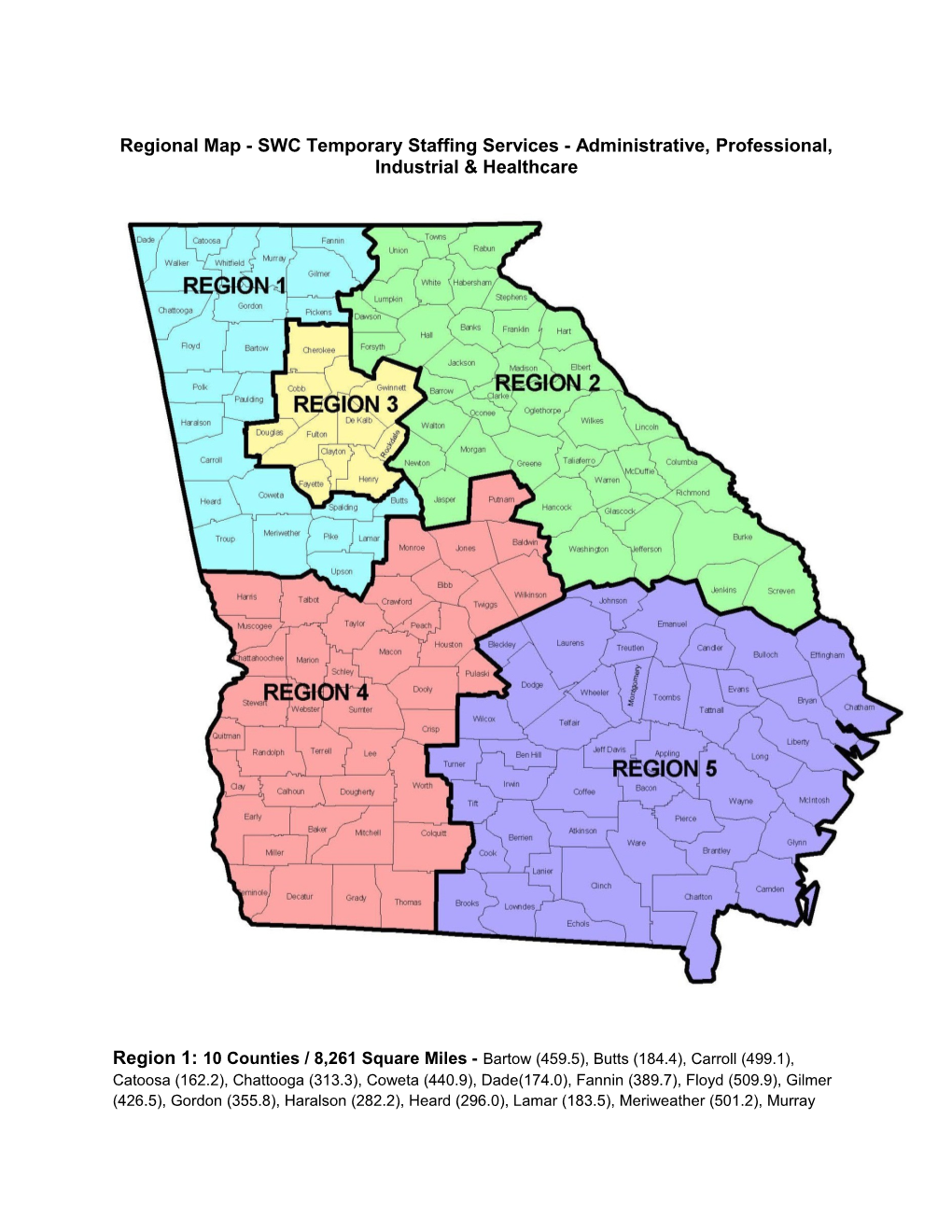 Temporary Staffing Services Regional Map