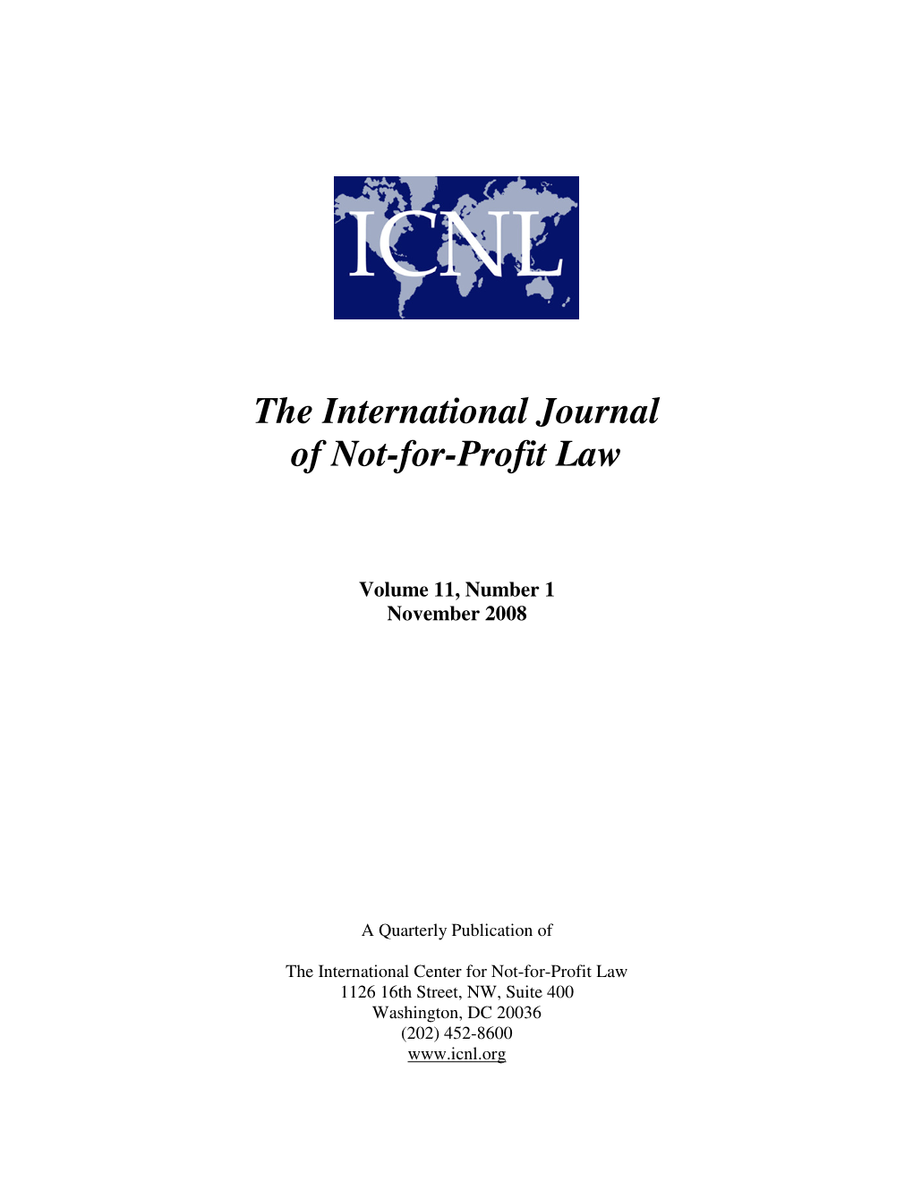 The International Journal of Not-For-Profit Law