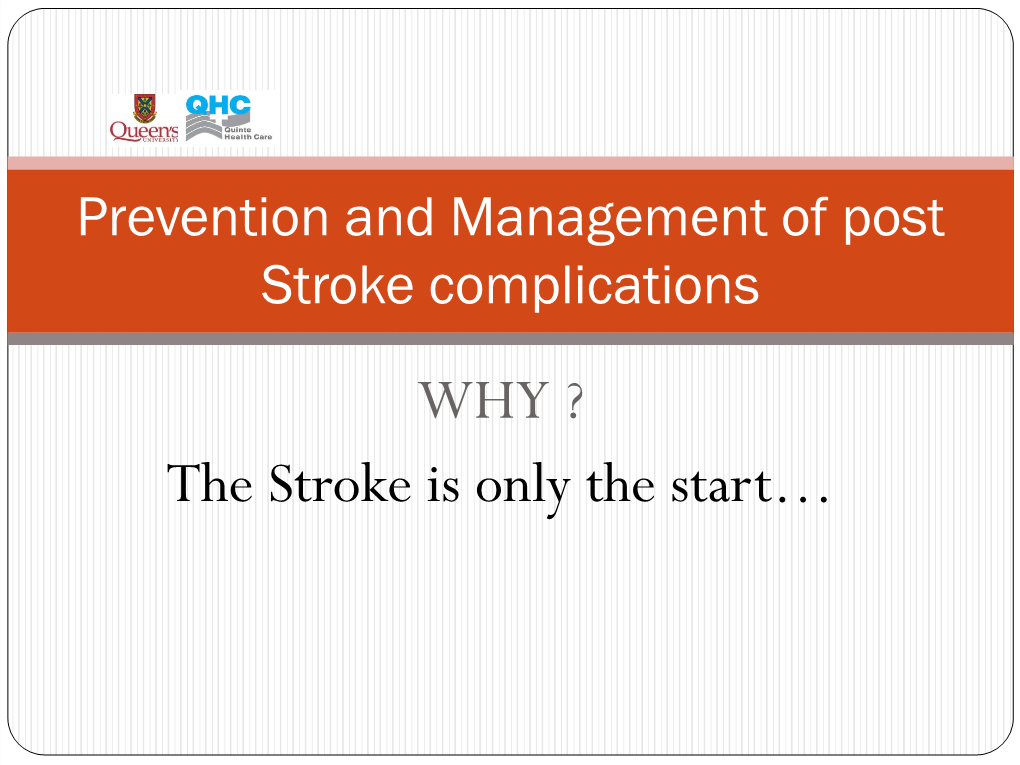Prevention and Management of Post Stroke Complications