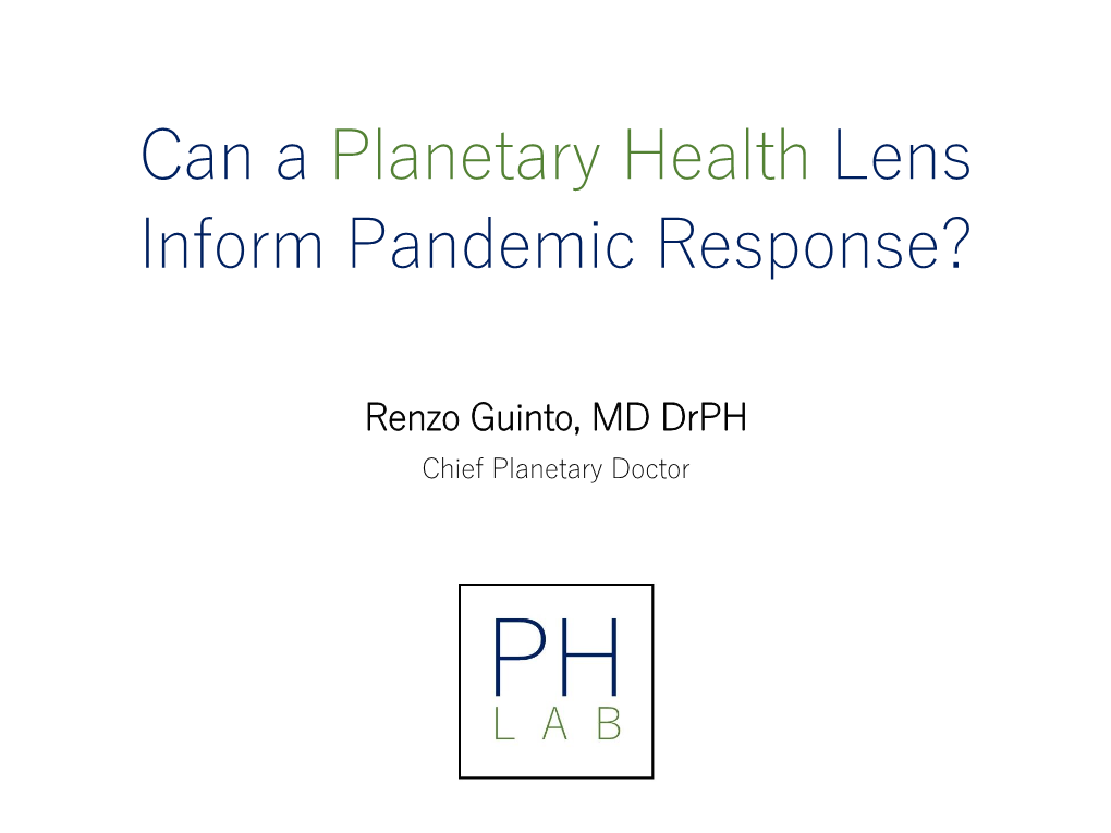 Can a Planetary Health Lens Inform Pandemic Response?