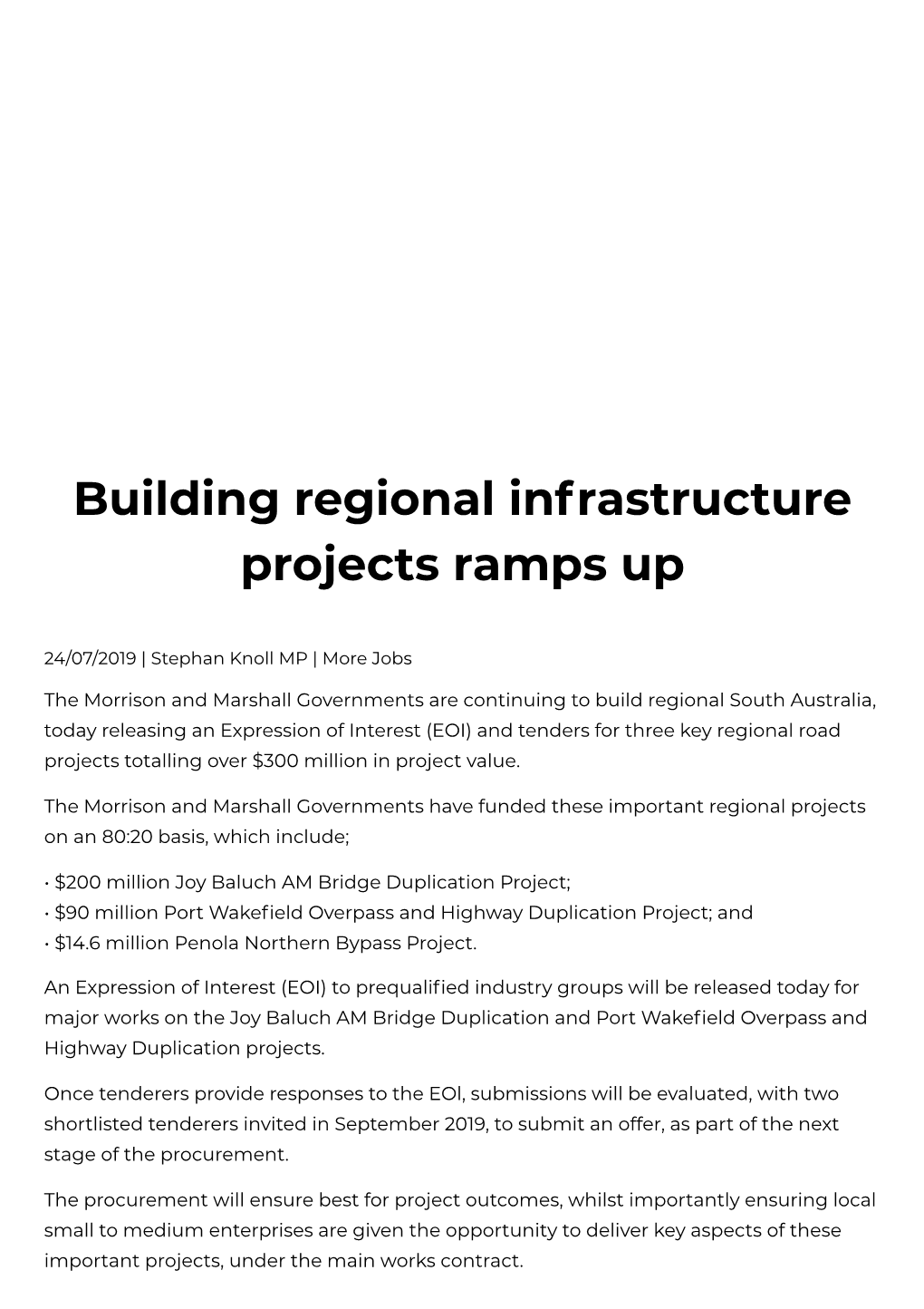 Building Regional Infrastructure Projects Ramps Up