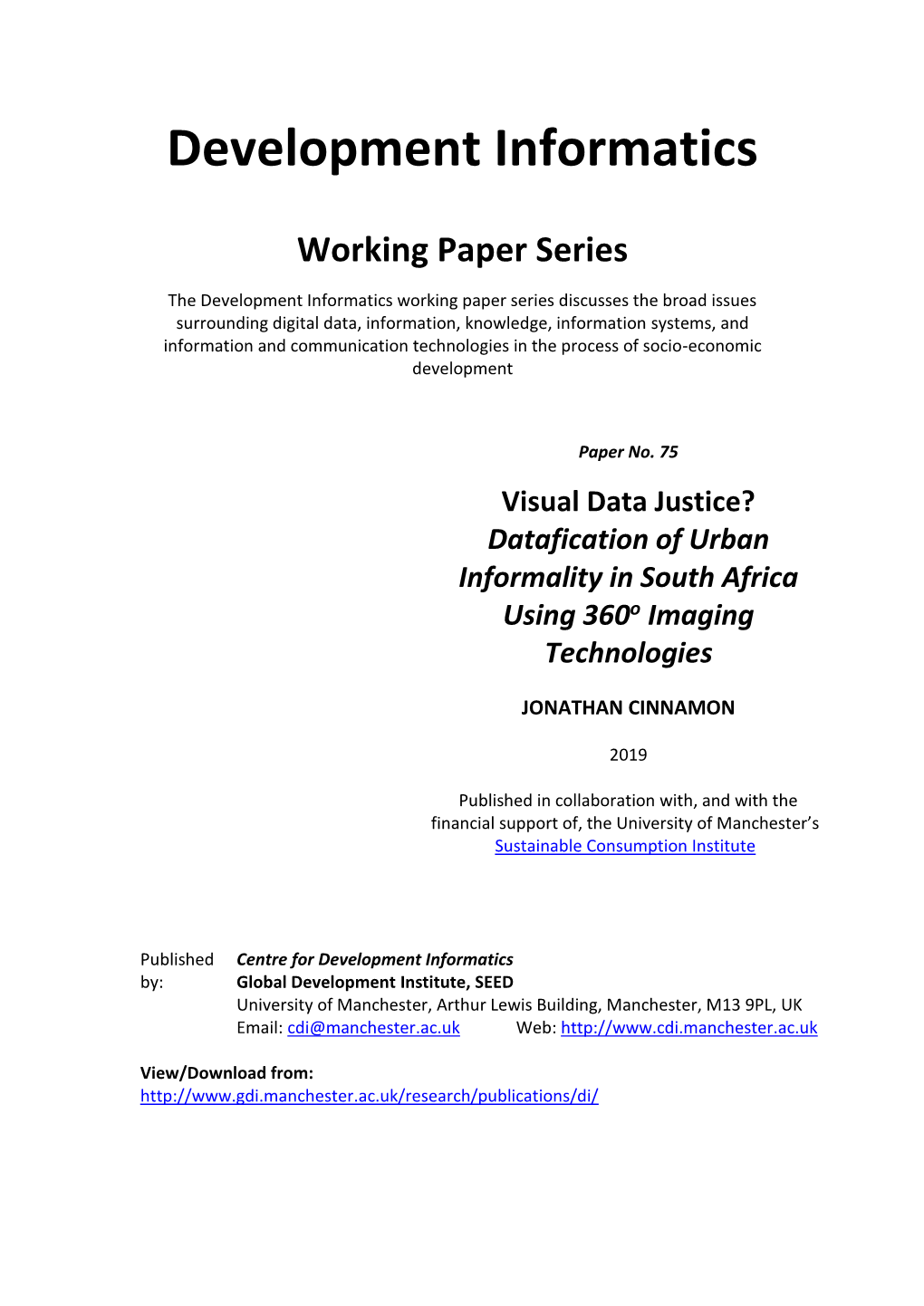 Visual Data Justice? Datafication of Urban Informality in South Africa Using 360O Imaging Technologies