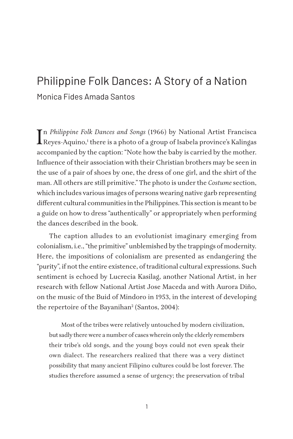 Philippine Folk Dances: a Story of a Nation Monica Fides Amada Santos