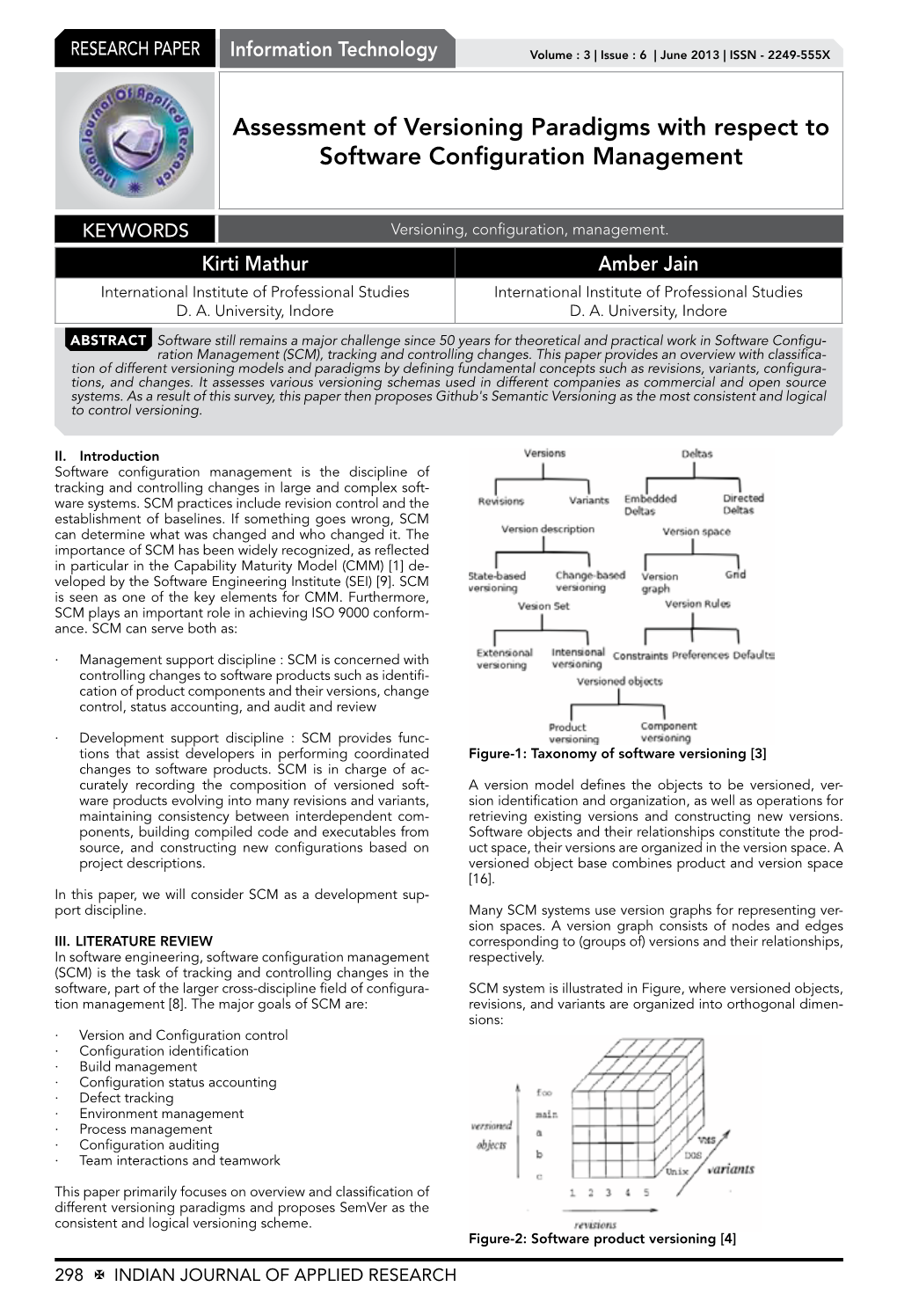 Assessment of Versioning Paradigms with Respect to Software Configuration Management