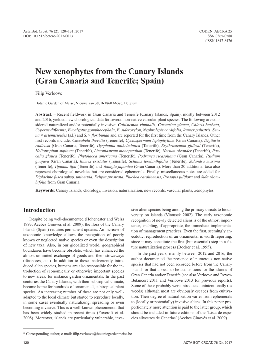 New Xenophytes from the Canary Islands (Gran Canaria and Tenerife; Spain)