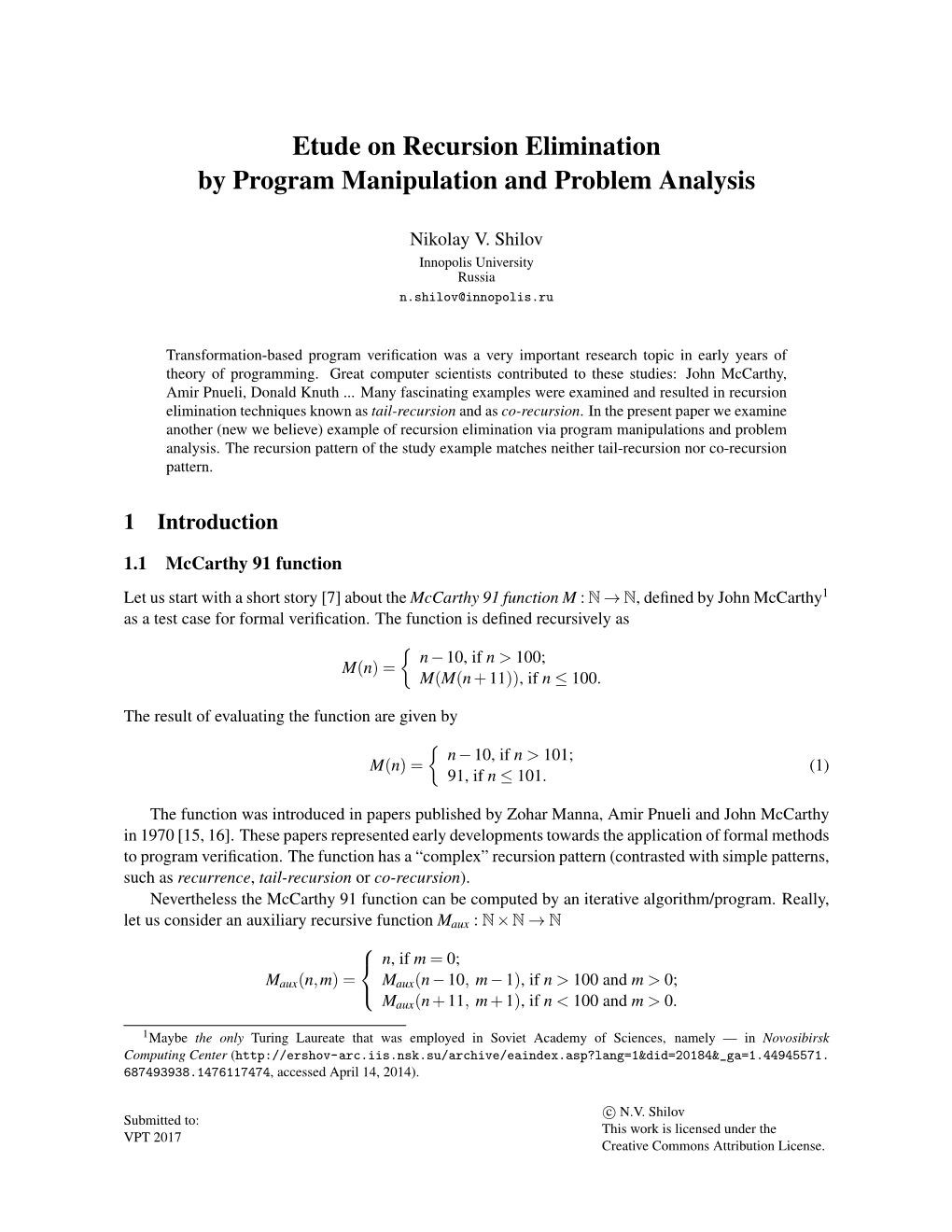 Etude on Recursion Elimination by Program Manipulation and Problem Analysis