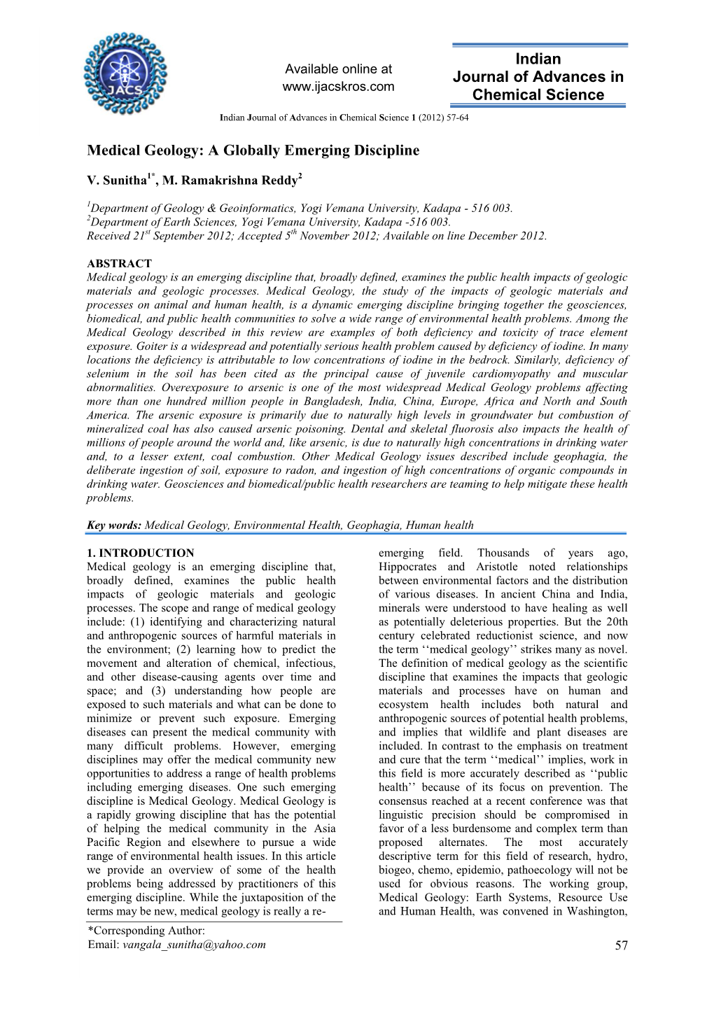 Medical Geology: a Globally Emerging Discipline