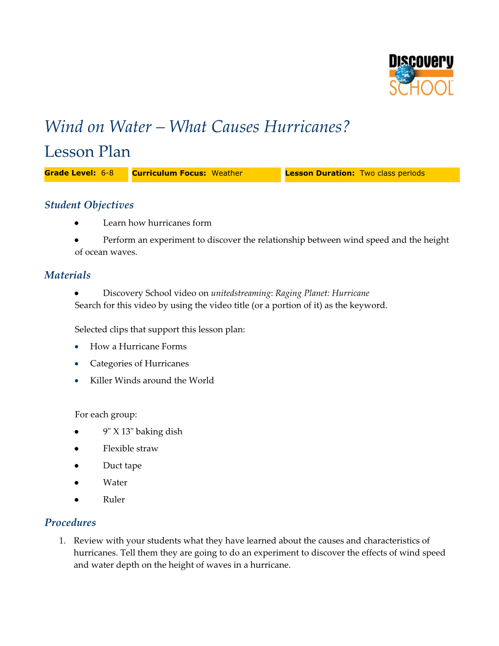 Wind on Water What Causes Hurricanes?