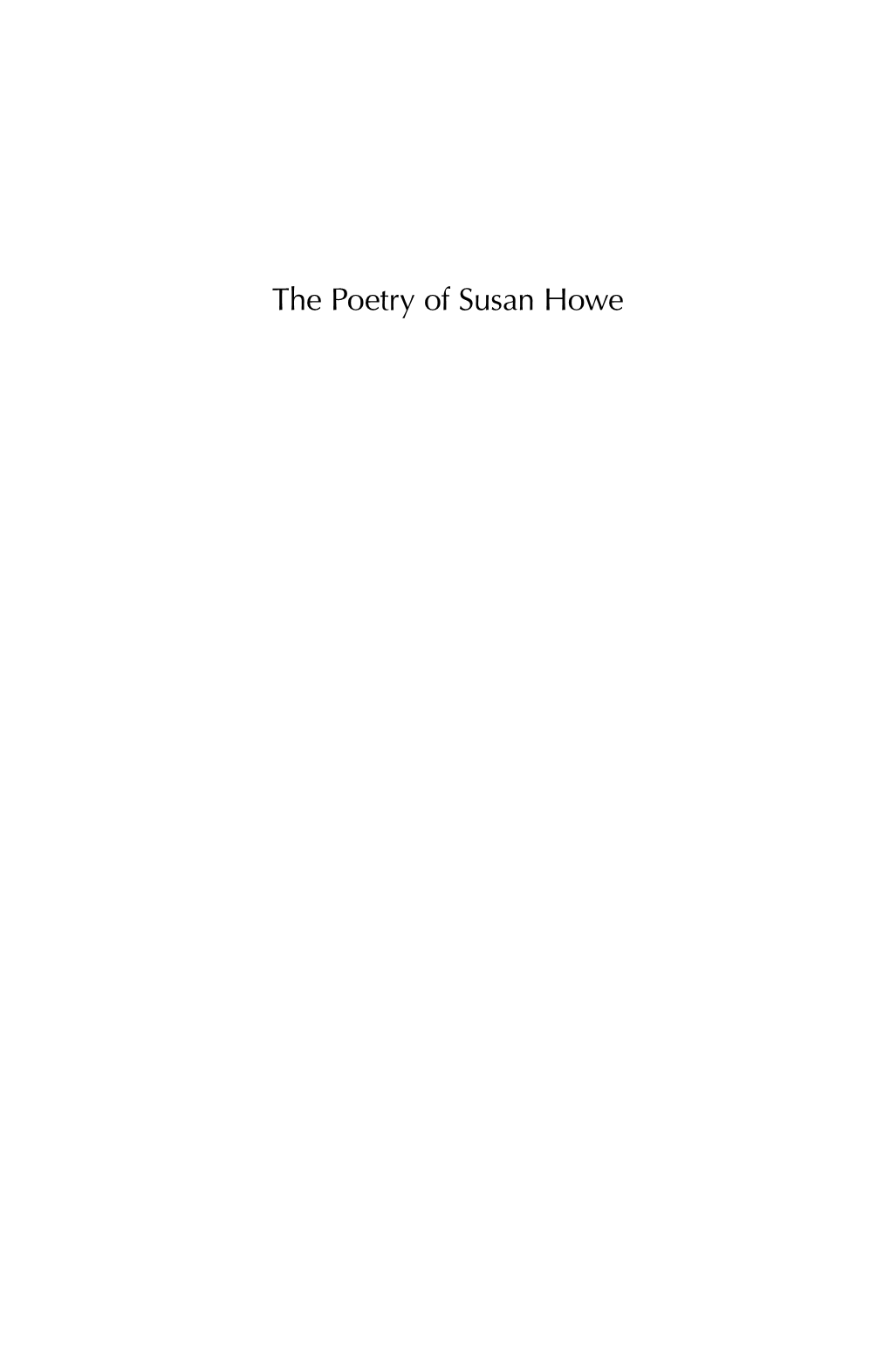 The Poetry of Susan Howe