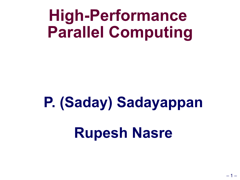 High-Performance Parallel Computing