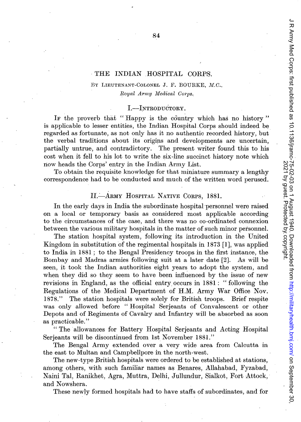 The Indian Hospital Corps. 1