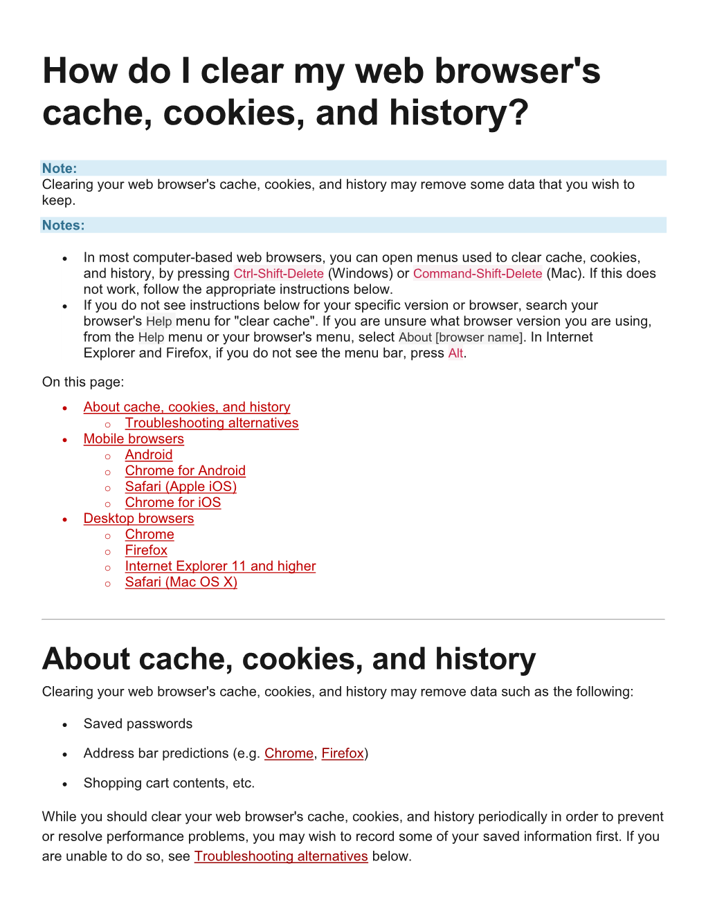 Clearing Browser Cache