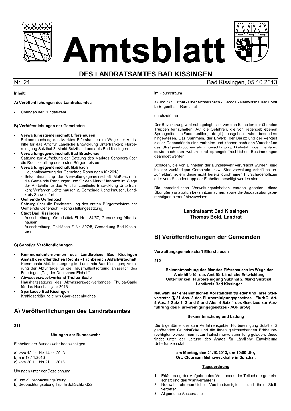 Amtsblatt DES LANDRATSAMTES BAD KISSINGEN Nr