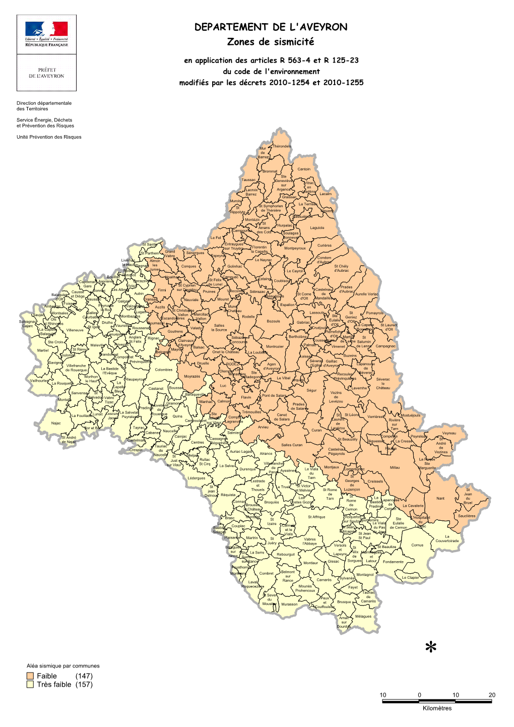 Télécharger La Carte Des Zones De Sismicité Du Département De L'aveyron