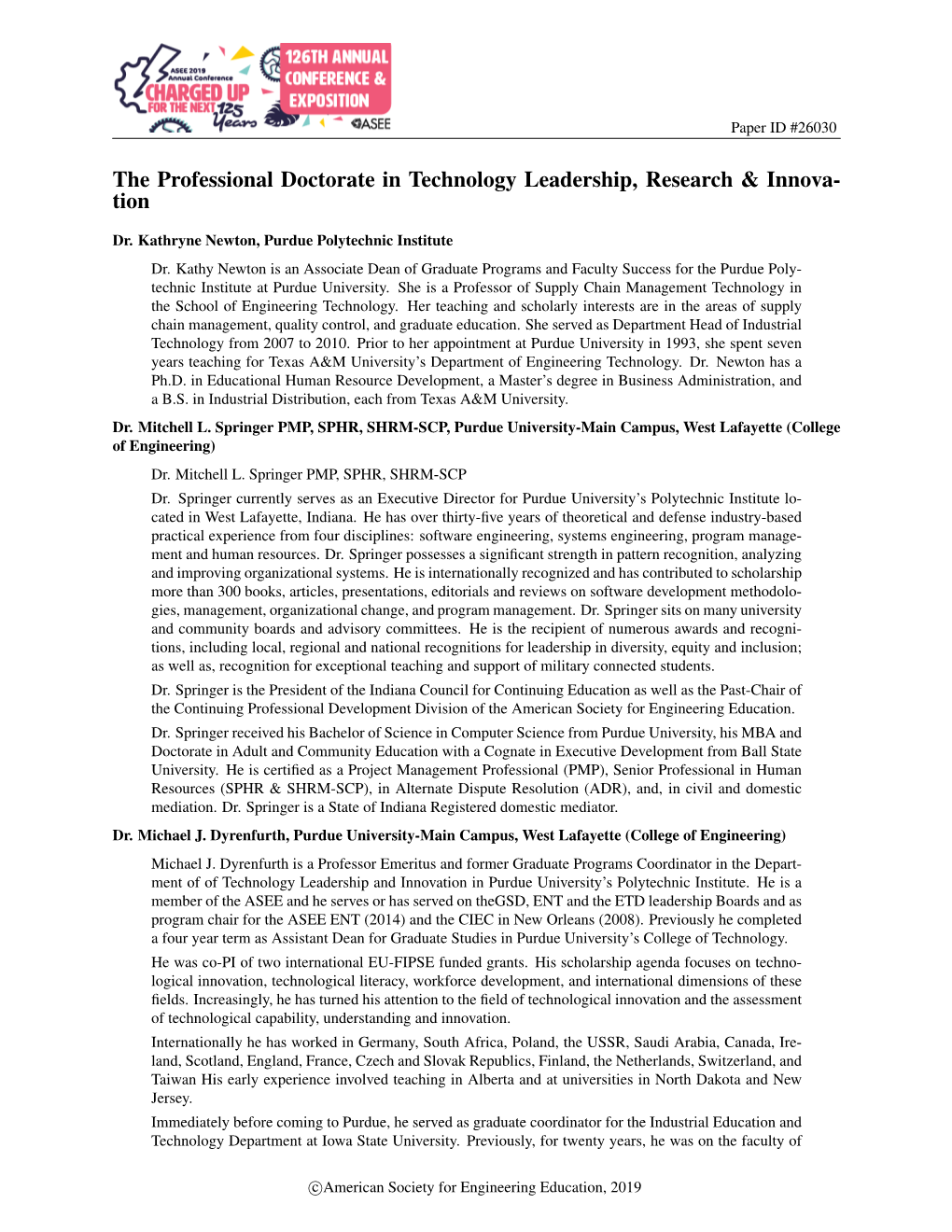 The Professional Doctorate in Technology Leadership, Research & Innovation