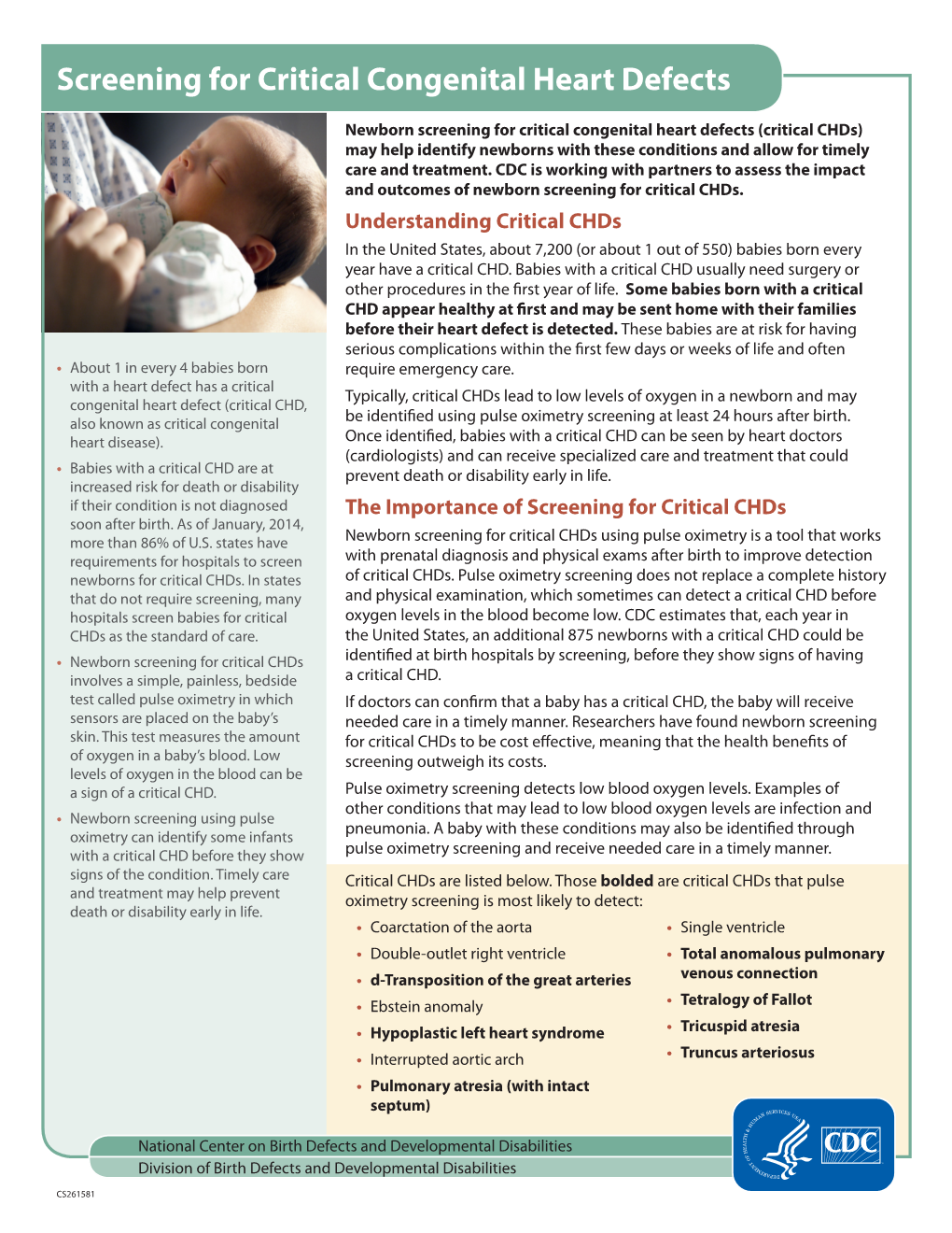 Screening for Critical Congenital Heart Defects