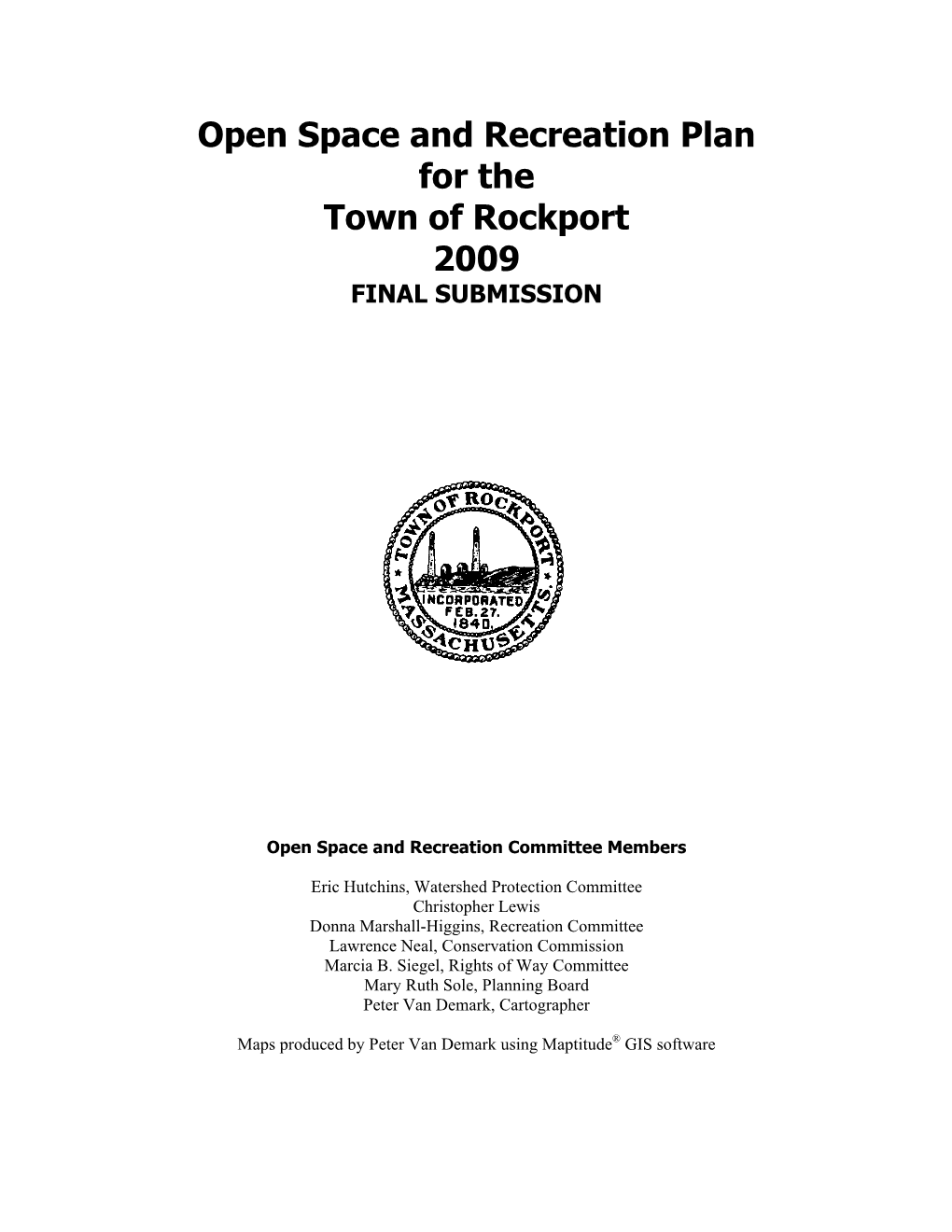 Open Space and Recreational Plan 2009-2016