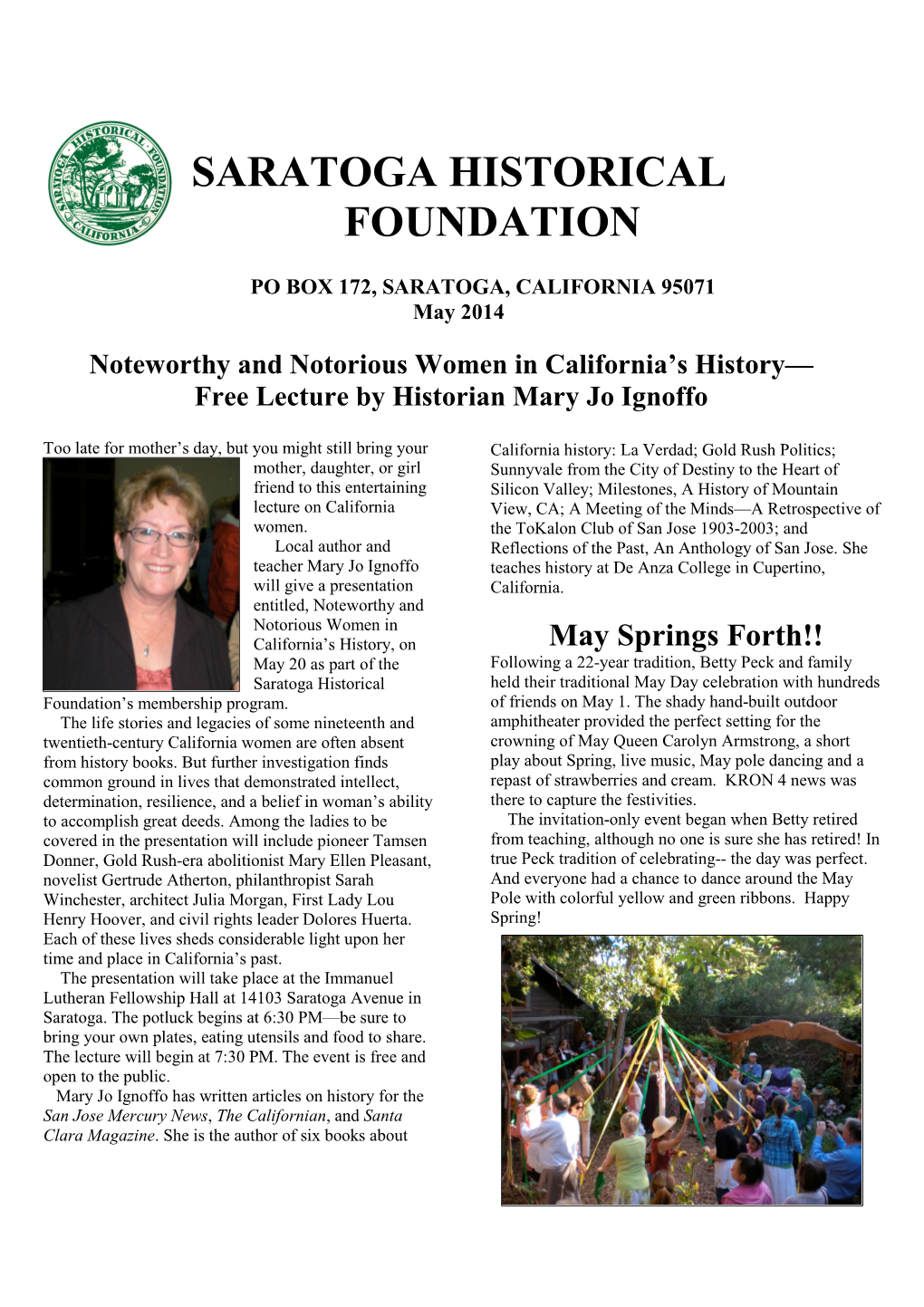 May 2014 Newsletter