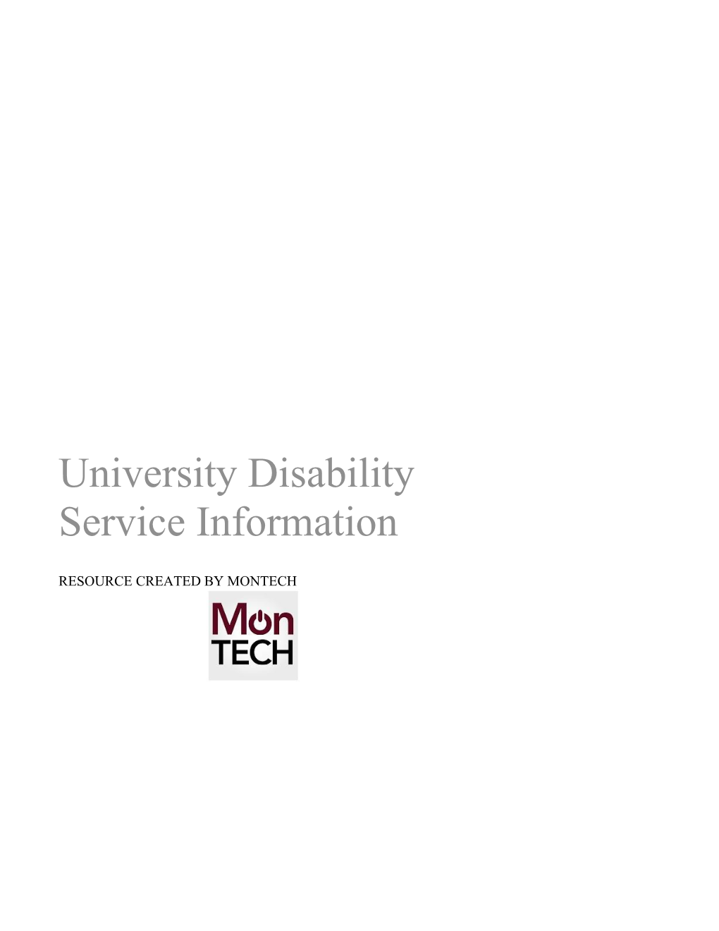 University Disability Service Information