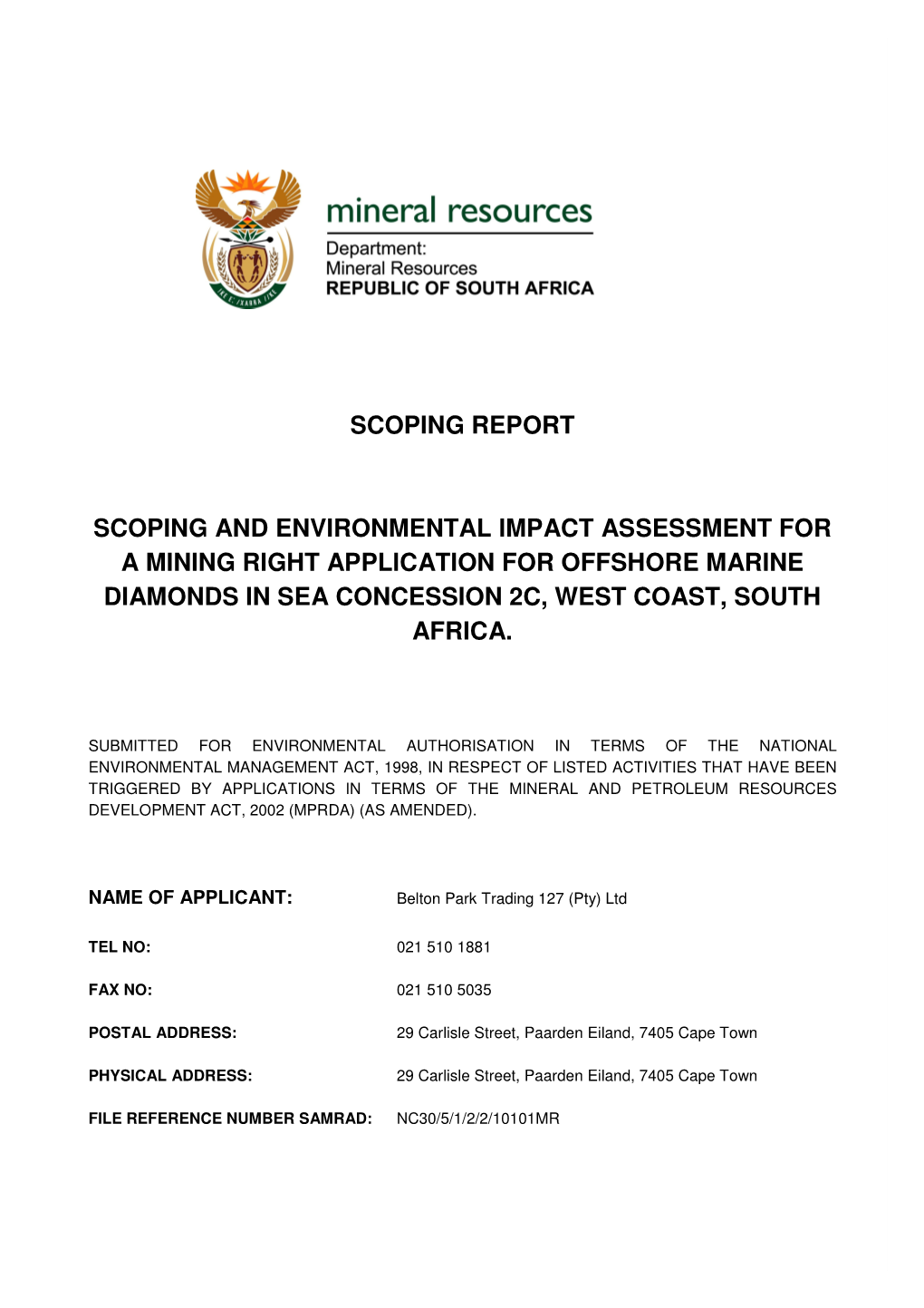 Scoping Report Scoping and Environmental Impact