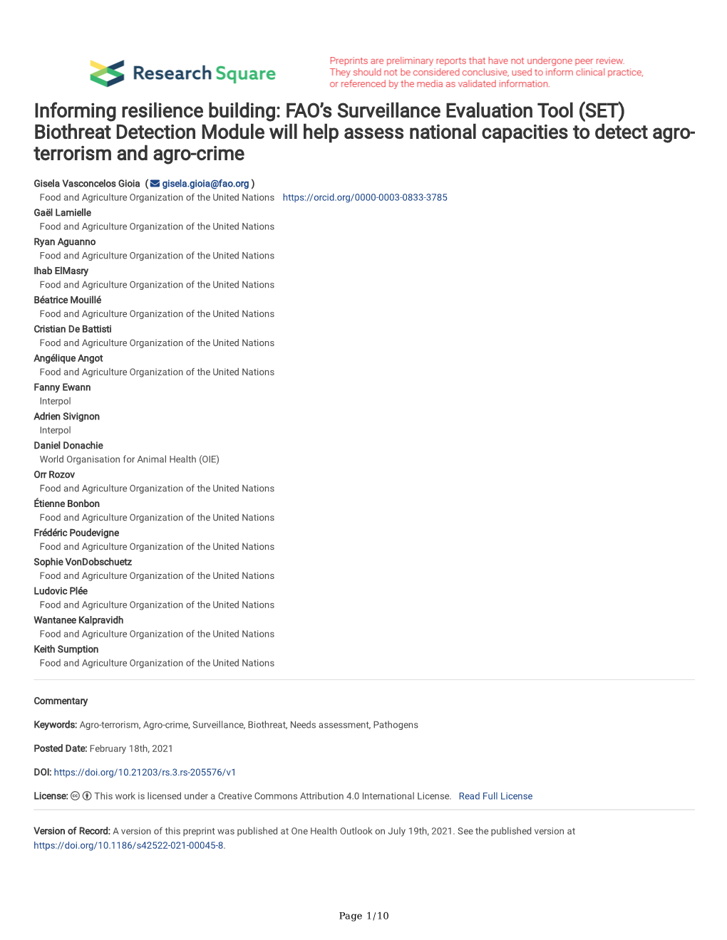 FAO's Surveillance Evaluation Tool