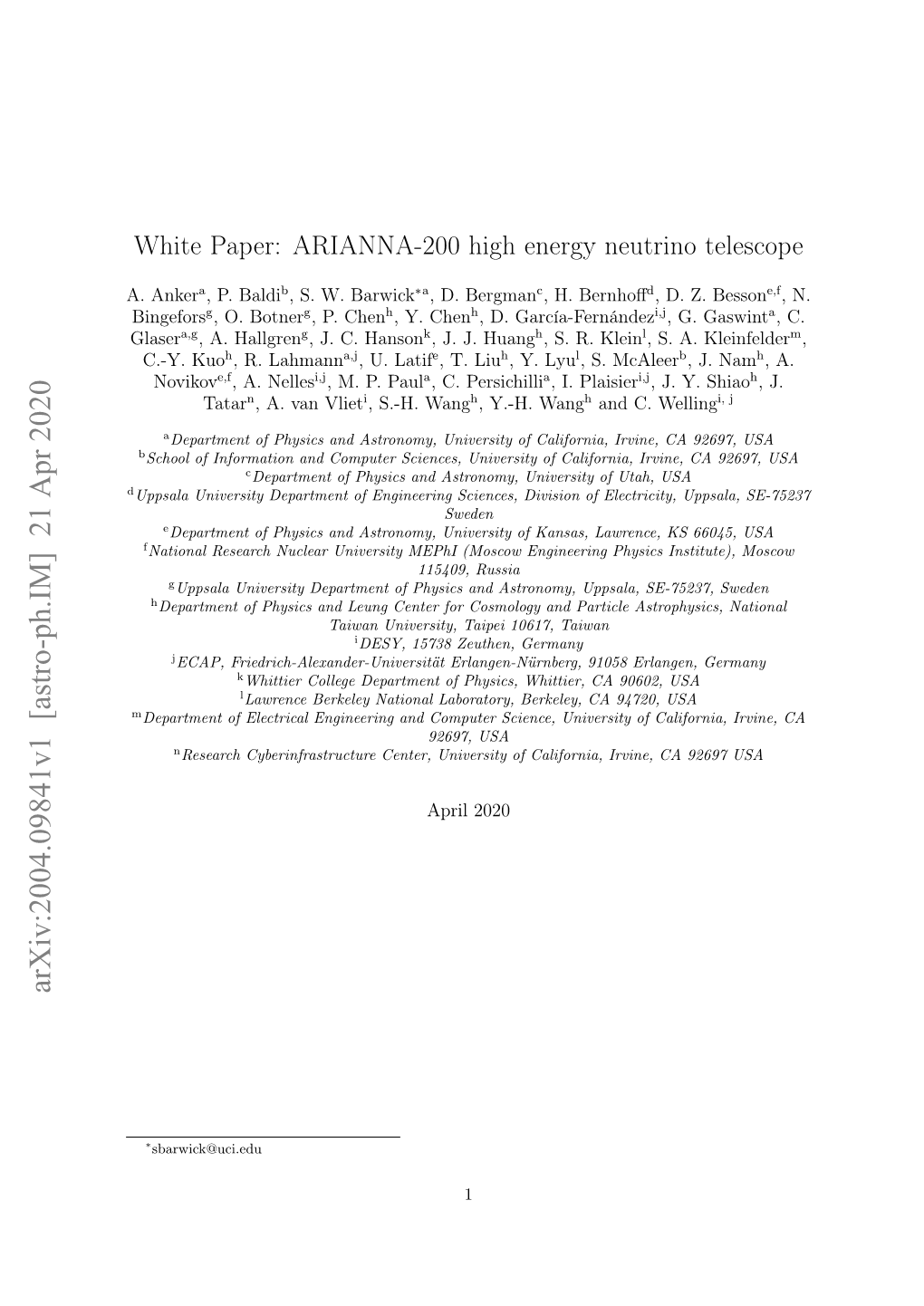 White Paper: ARIANNA-200 High Energy Neutrino Telescope