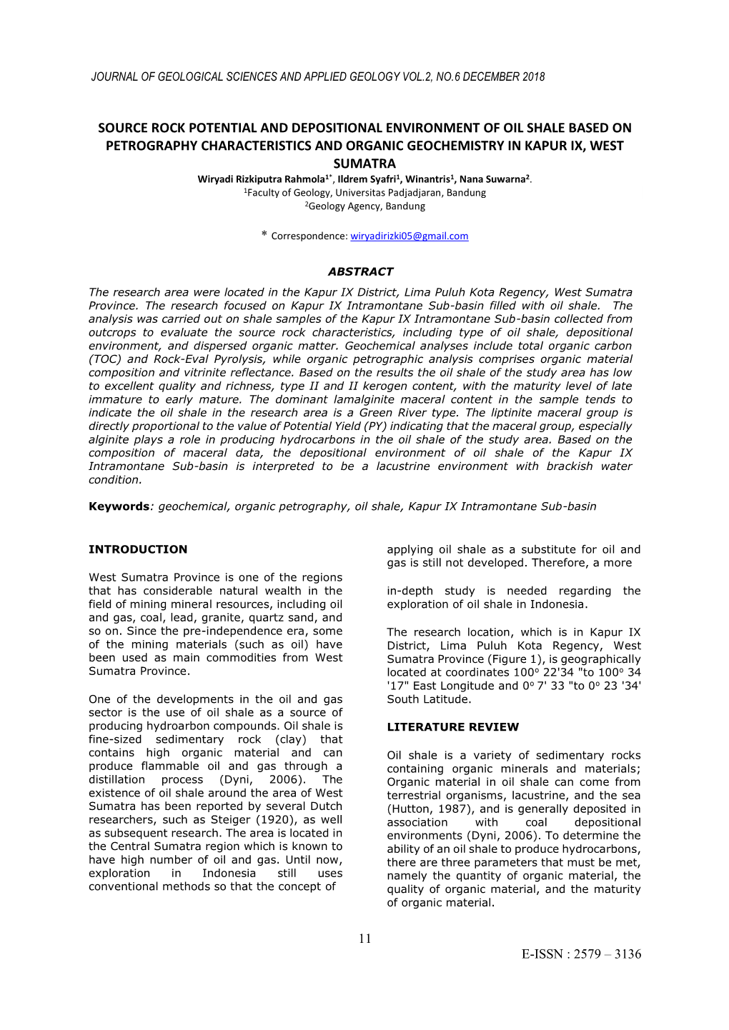 Source Rock Potential and Depositional Environment of Oil Shale Based On