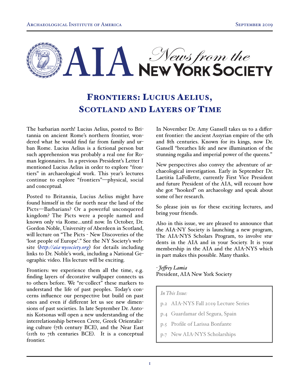 News from the NEW YORK SOCIETY