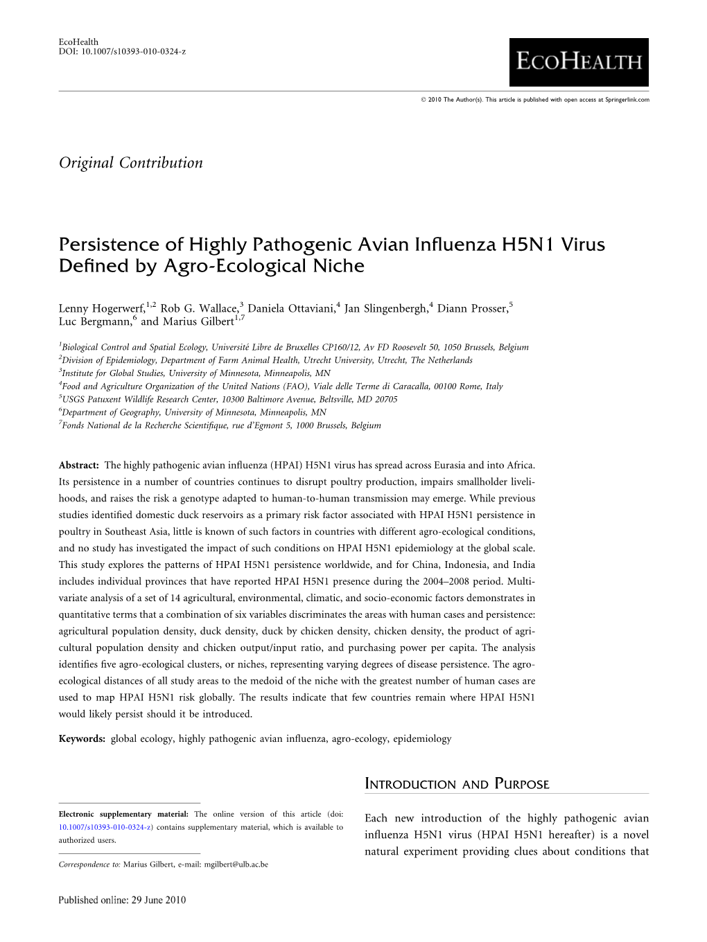 Persistence of Highly Pathogenic Avian Influenza H5N1 Virus Defined by Agro-Ecological Niche
