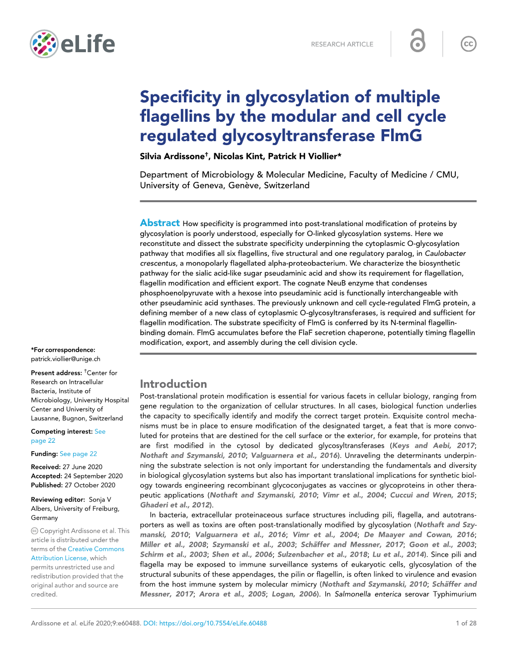 Specificity in Glycosylation of Multiple Flagellins by the Modular and Cell