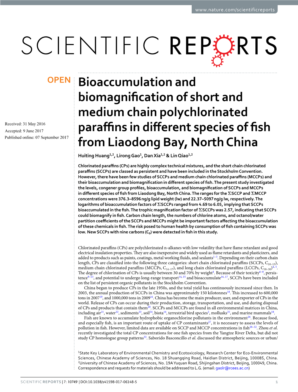 Bioaccumulation and Biomagnification of Short and Medium Chain