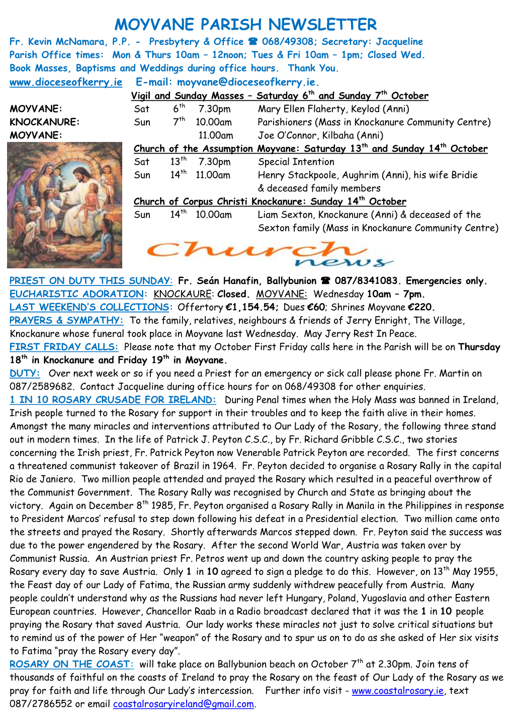 MOYVANE PARISH NEWSLETTER Fr